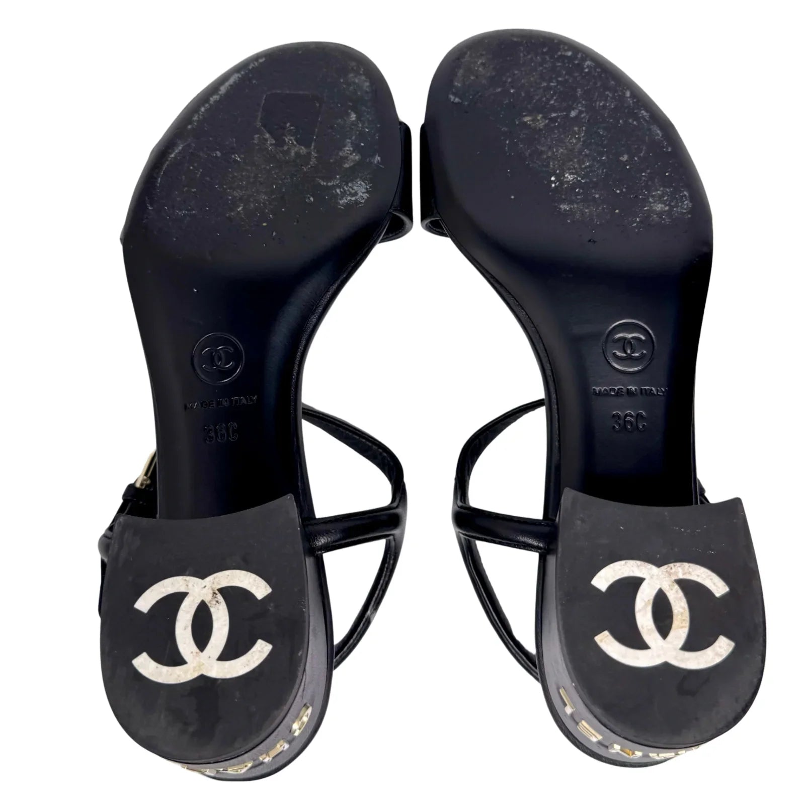 Chanel Black Lambskin Leather Classic Sandals – Size 36C
