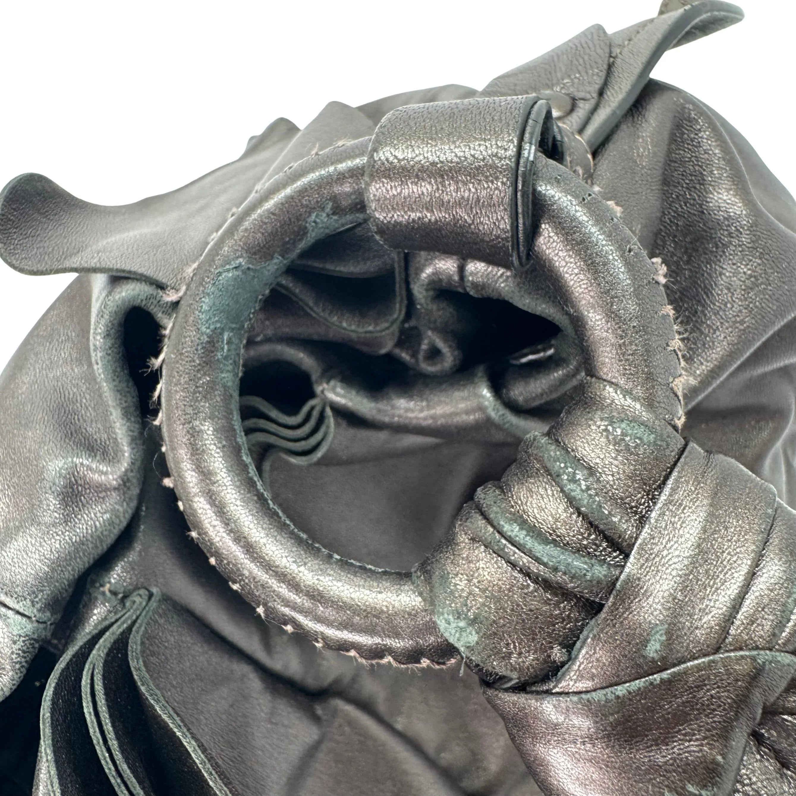 Prada Nappa Ruffle Hobo Grafite Mordore Shoulder Bag - Lost Designer