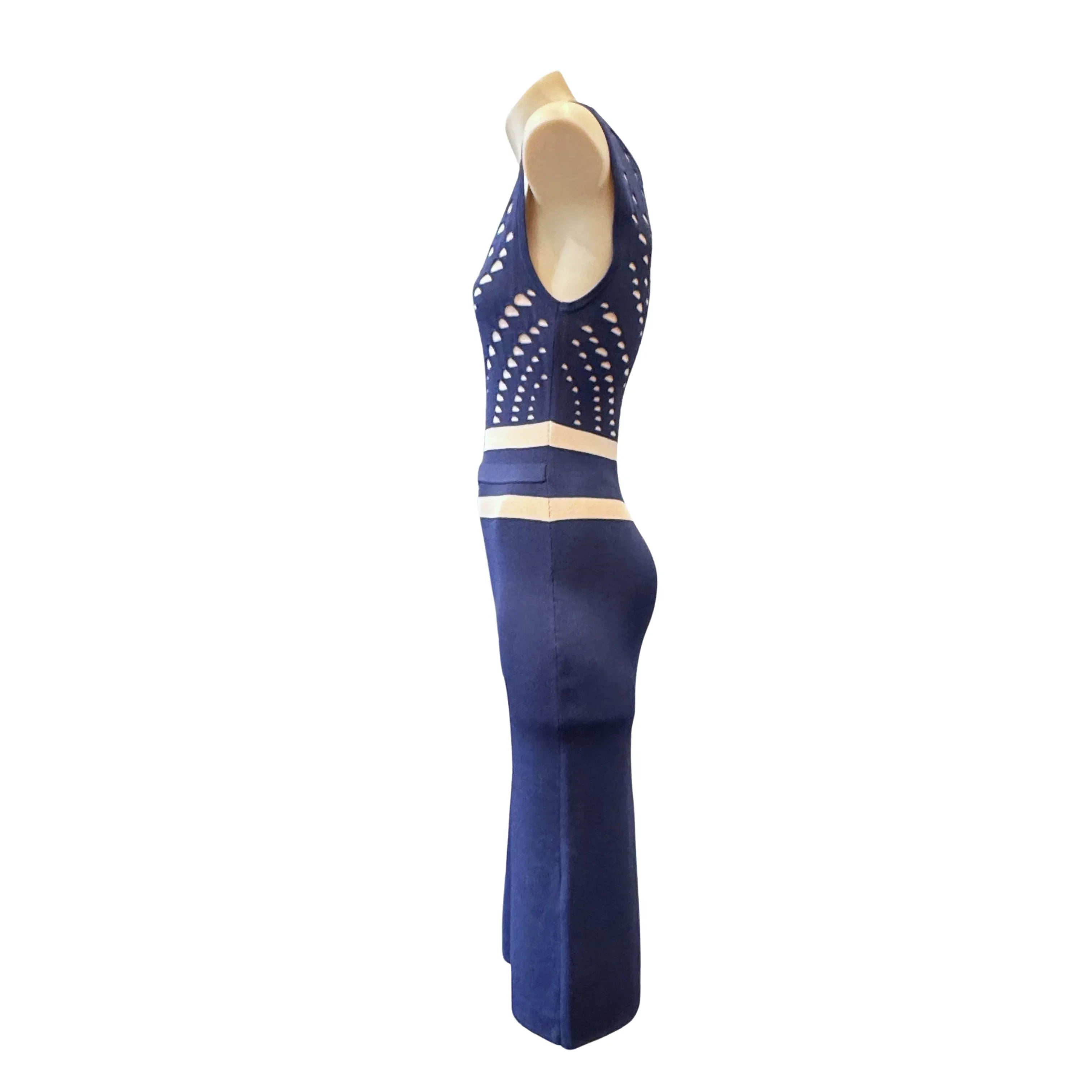 Versace Navy Cut-Out Midi Dress Size 44