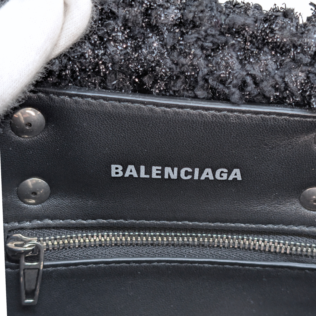 Balenciaga XS Basket Tote Tweed Black