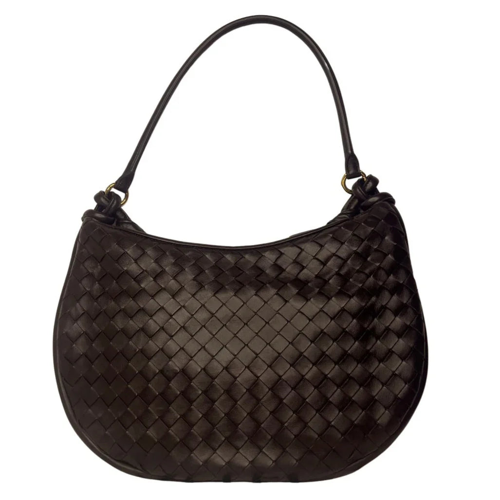Brand New Bottega Veneta Gemelli Large Shoulder Bag – Intrecciato Dark Brown