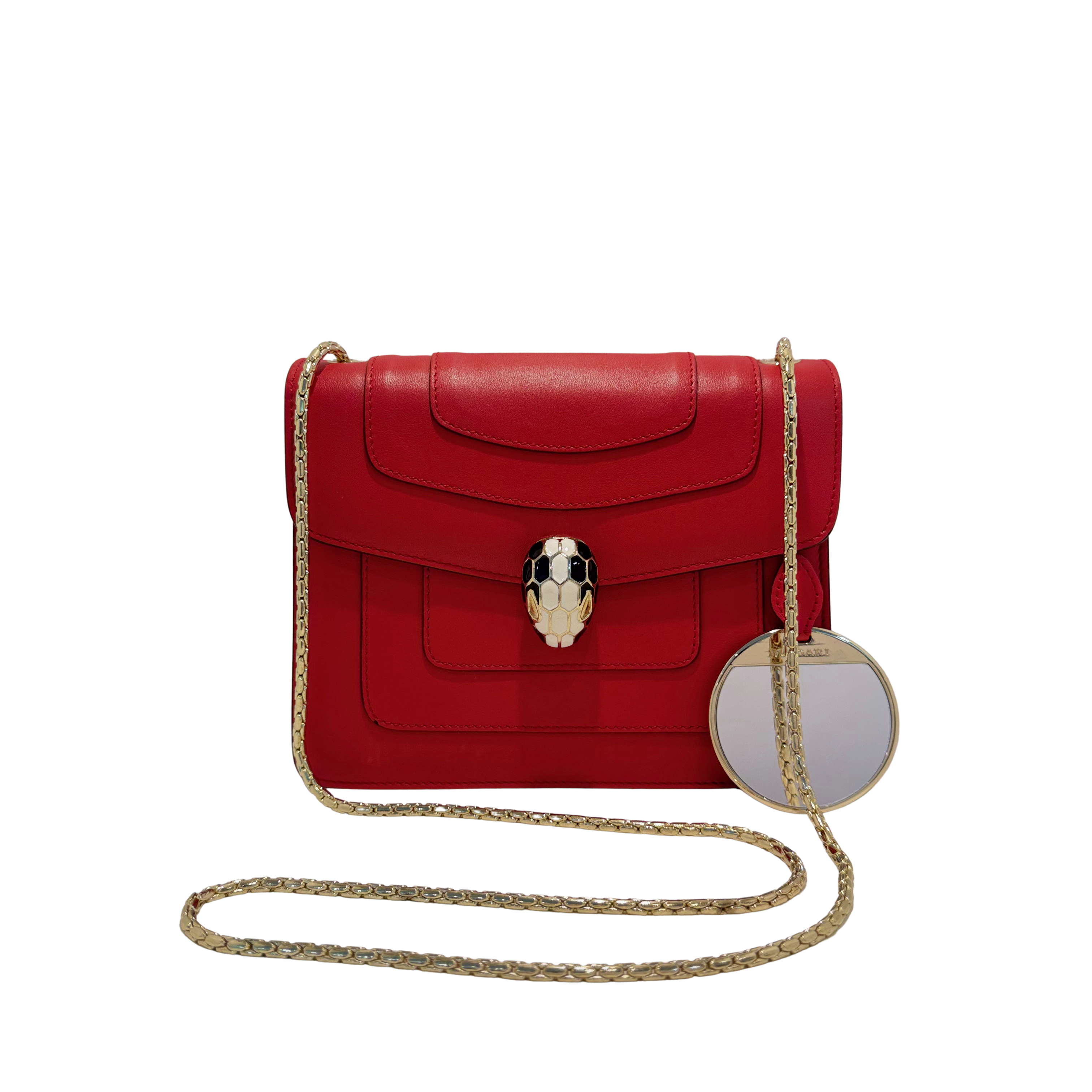 Bvlgari Serpent Forever Shoulder Bag Calfskin Red