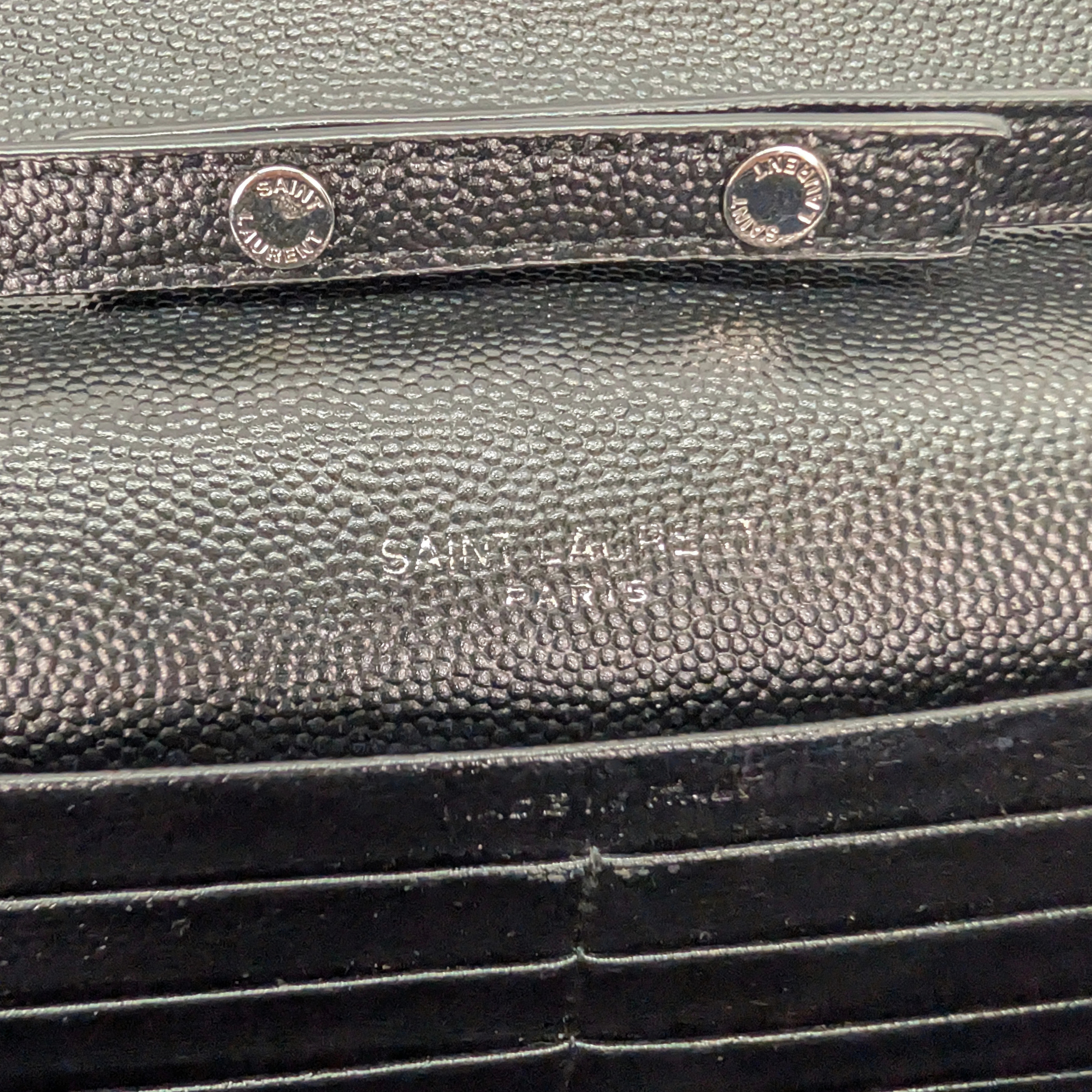 Yves Saint Laurent Cassandra Envelope Wallet on Chain Black