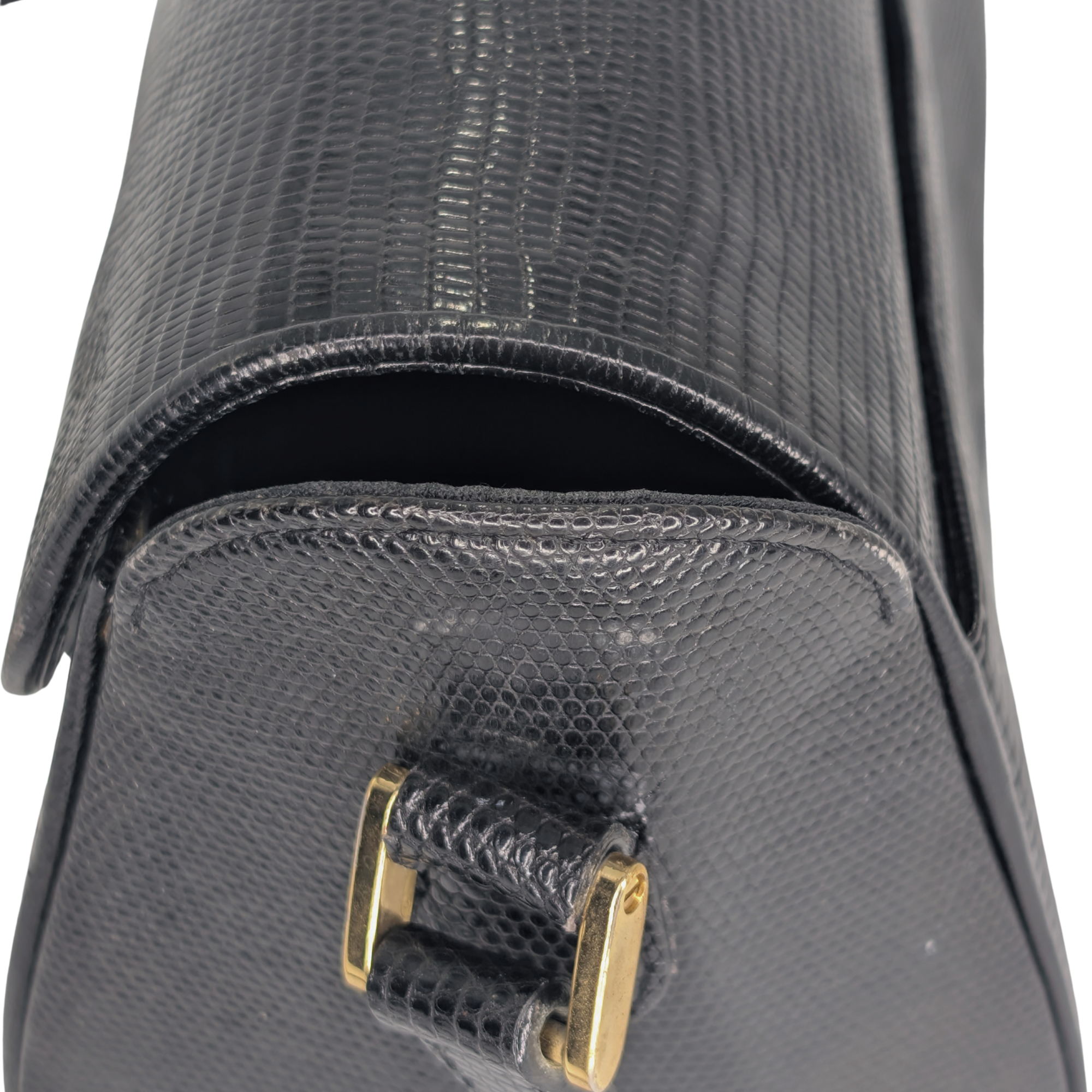 Saint Laurent Black Lizard Embossed Crossbody/Shoulder Bag