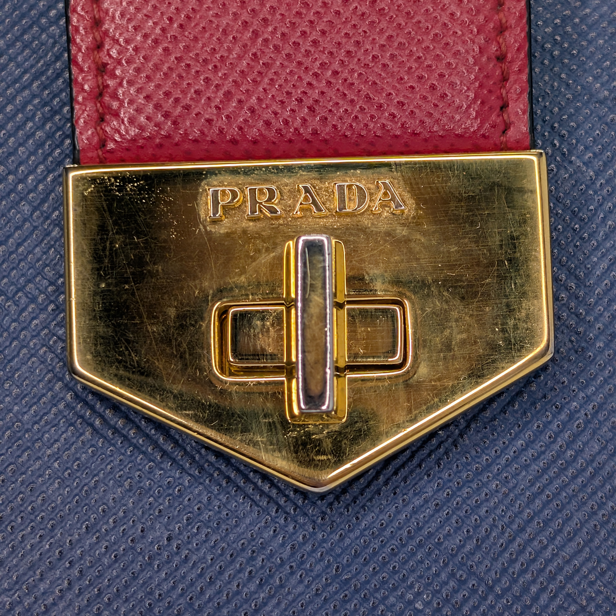 Prada Saffiano Cuir Tote Bag Navy Blue