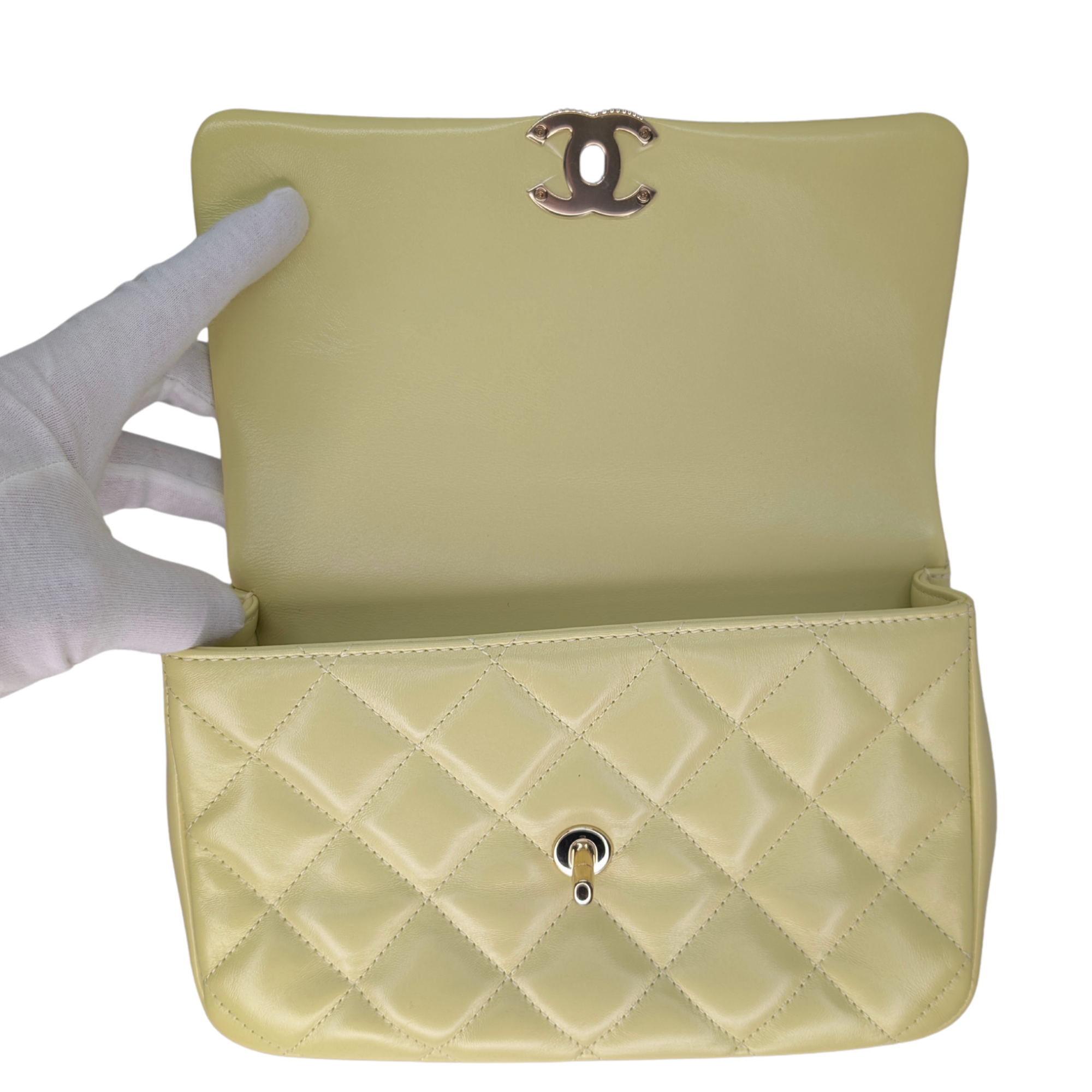Chanel Mini Rectangular Top Handle Flap Bag Yellow