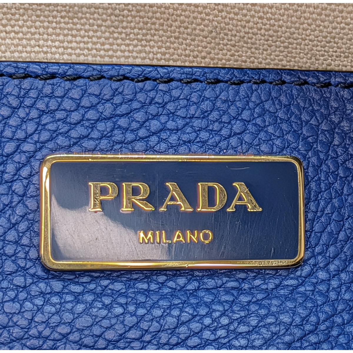 Prada Vitello Daino Leather Tote Bag Blue
