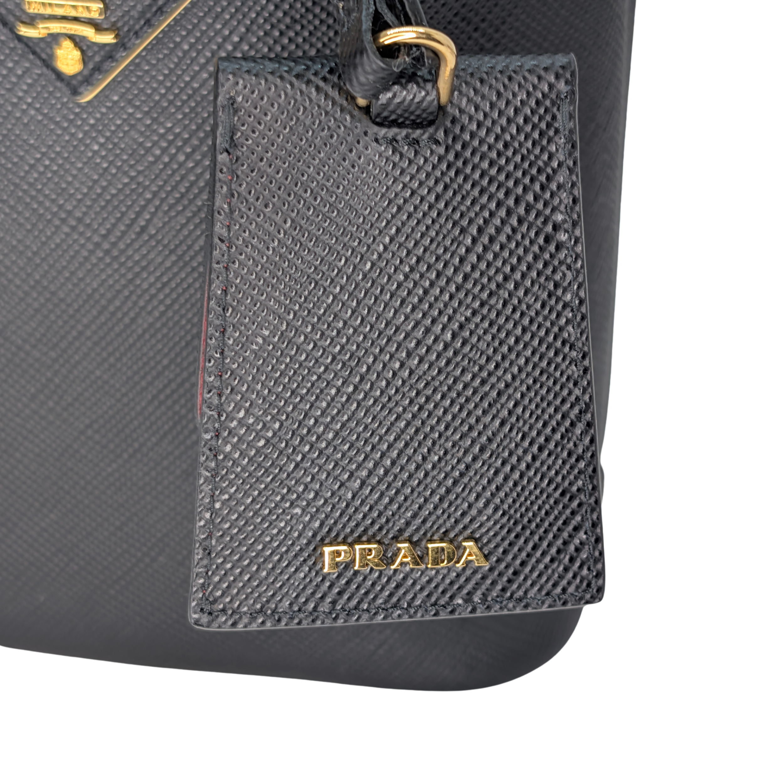 Prada Saffiano Cuir Small Panier Bucket Bag Black