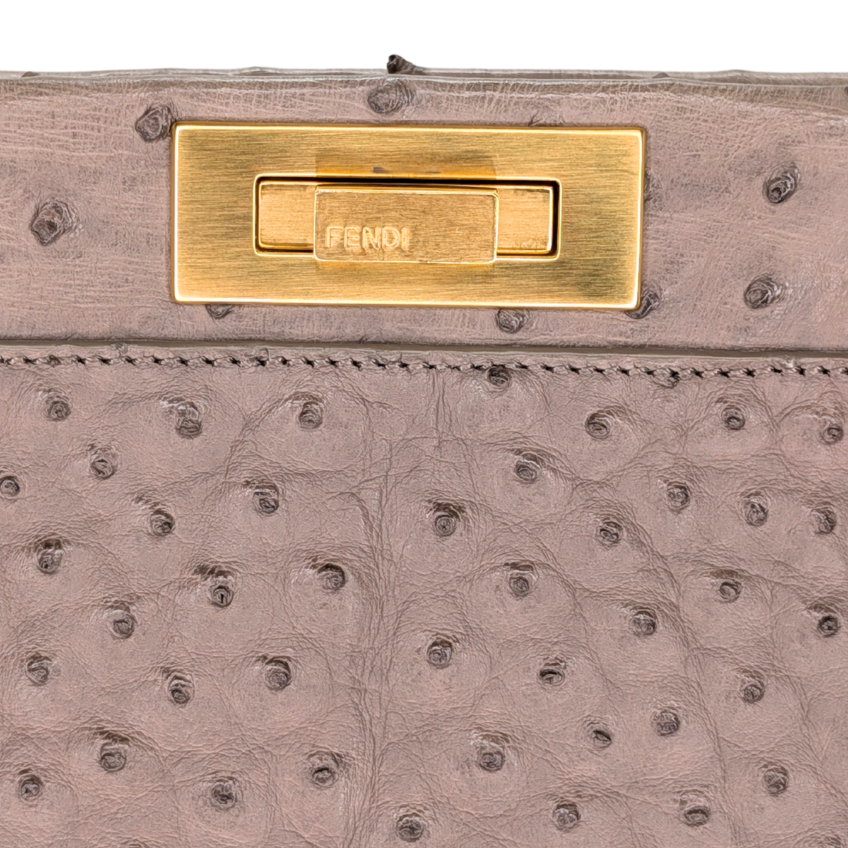 Fendi Peekaboo Large Ostrich Bag Taupe Grey