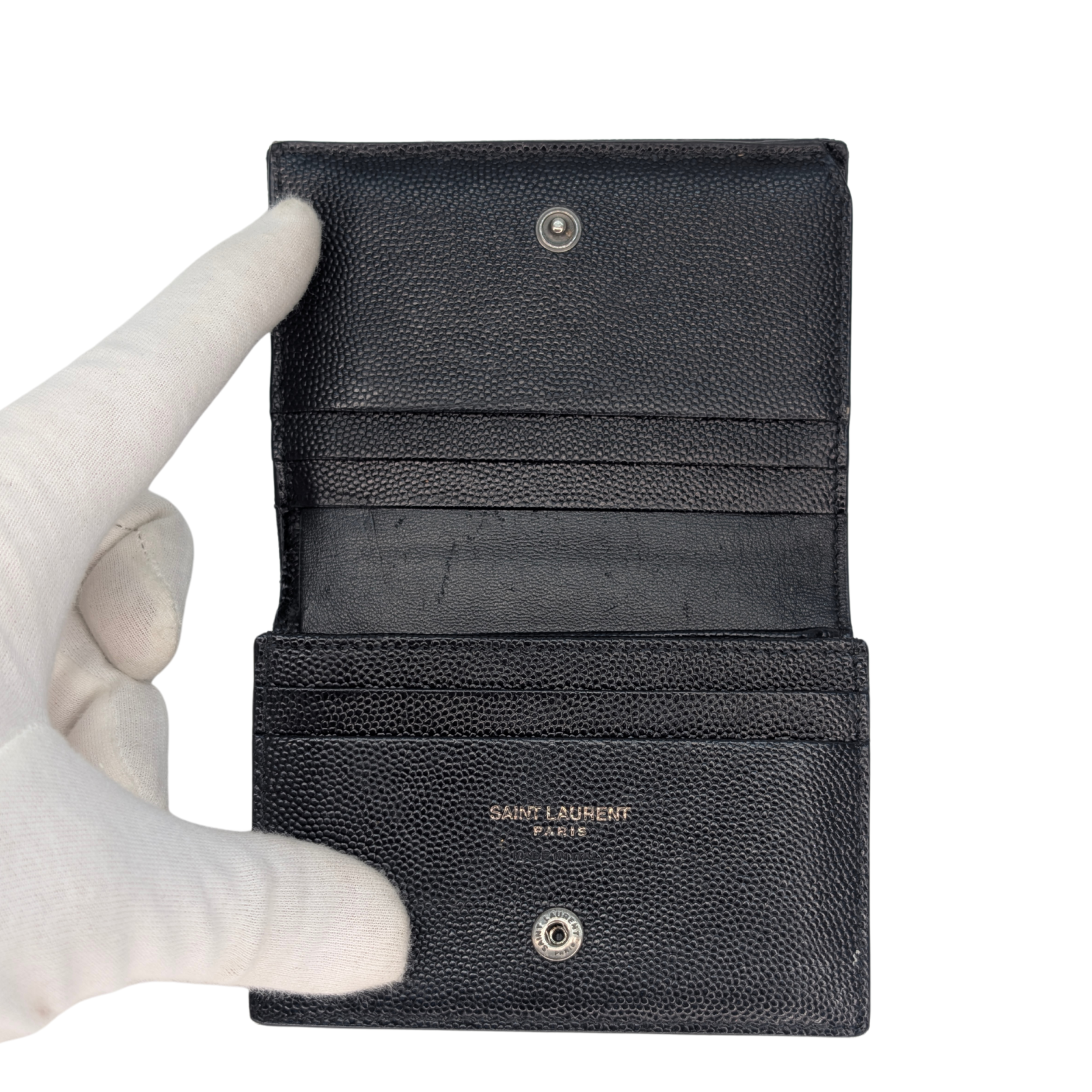 Yves Saint Laurent Cassandre Metalasse Wallet Black