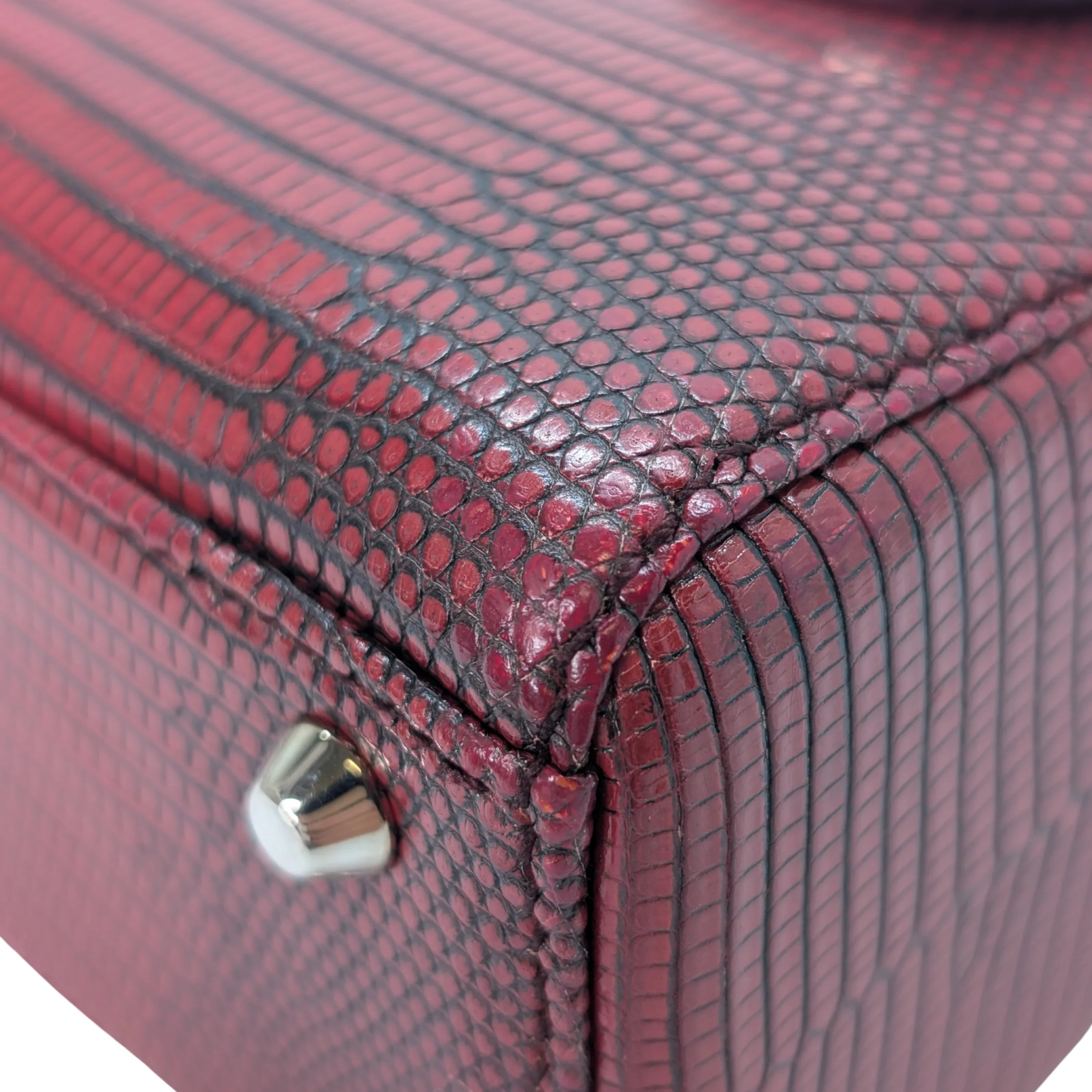 Christian Dior Mini Lady Dior Lizard Burgundy - Lost Designer