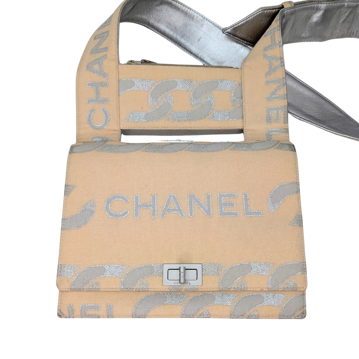 Chanel Vintage Canvas Crossbody Bag Beige