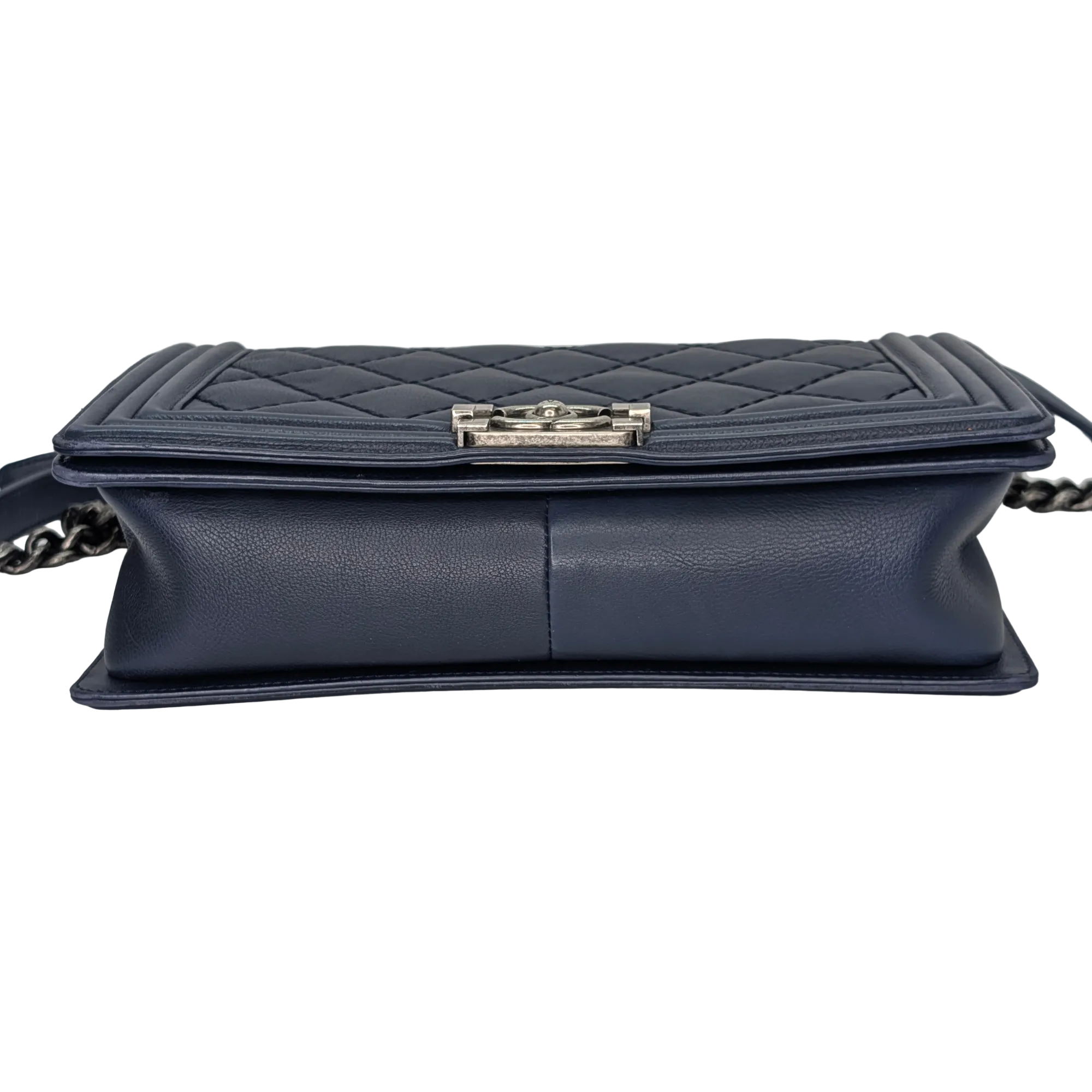 Chanel Flap Boy Shoulder Bag Medium Navy Blue