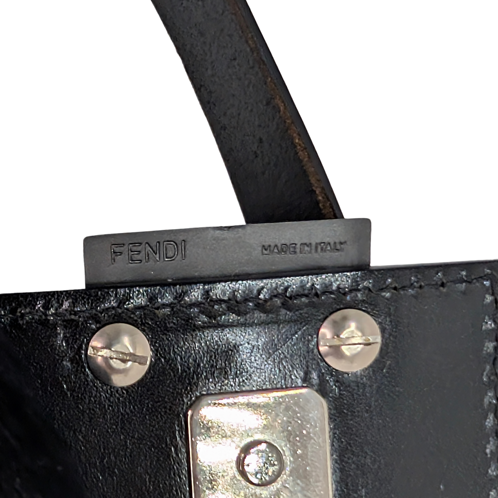 Fendi Rabbit Fur Baguette Handbag Black