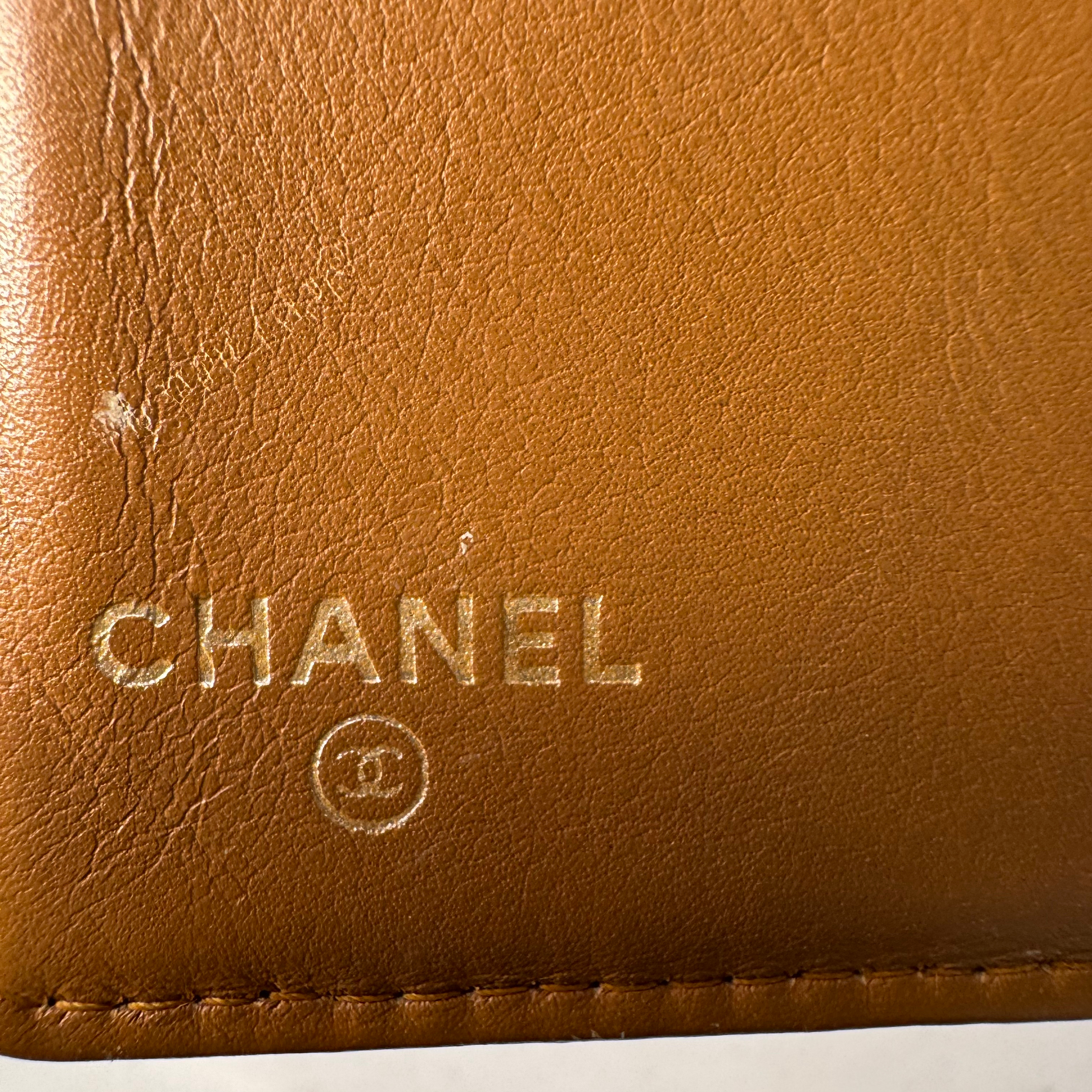 Chanel Grained Leather Wallet Brown