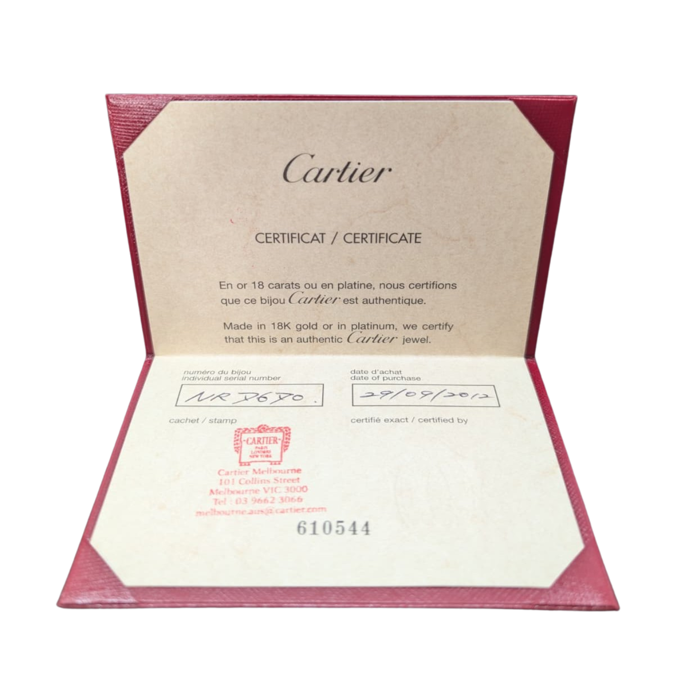 Cartier Pasha Mother Of Pearl 18K Gold Ring Size M½