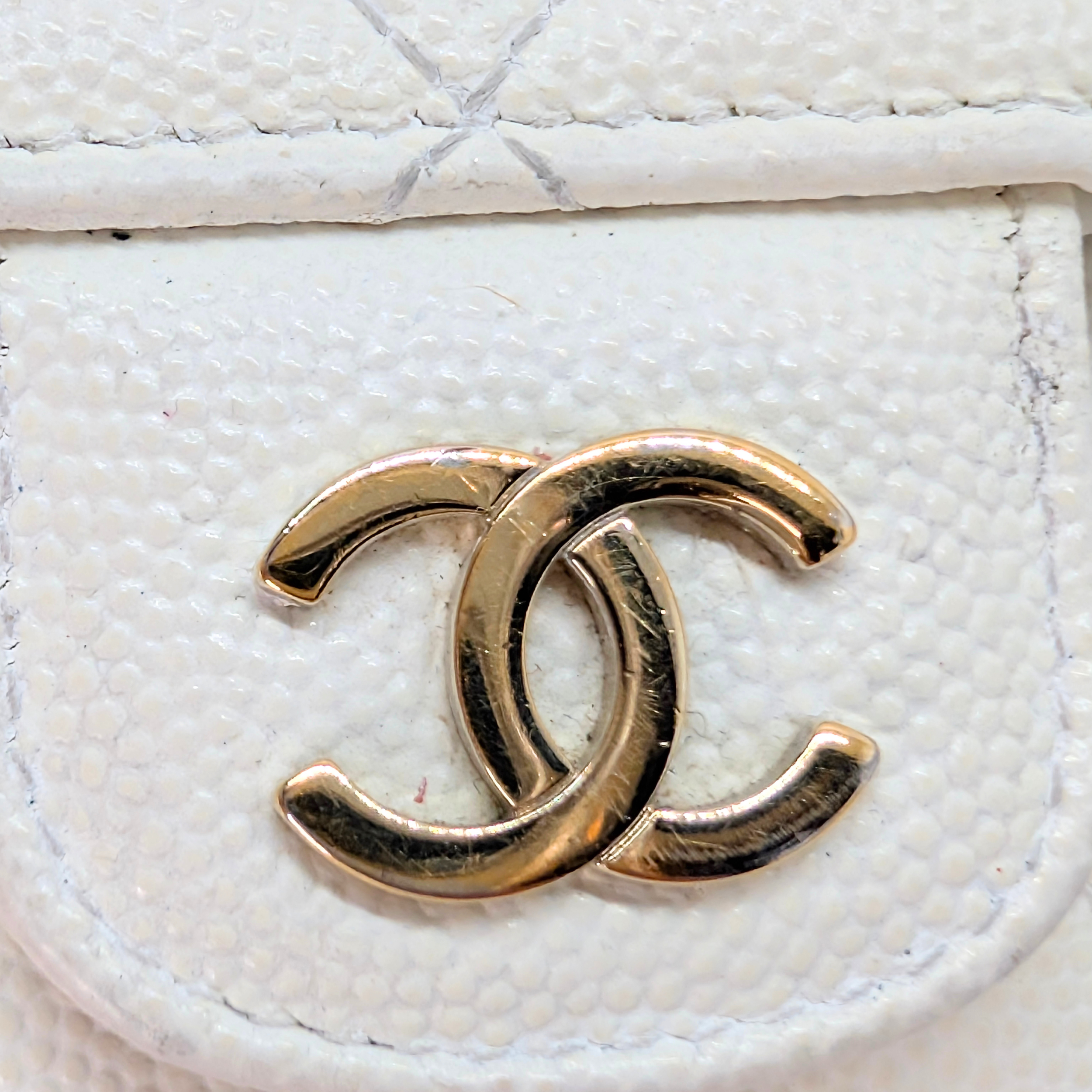 Chanel Sunglasses Quilted Caviar Sunglasses Case Bag White