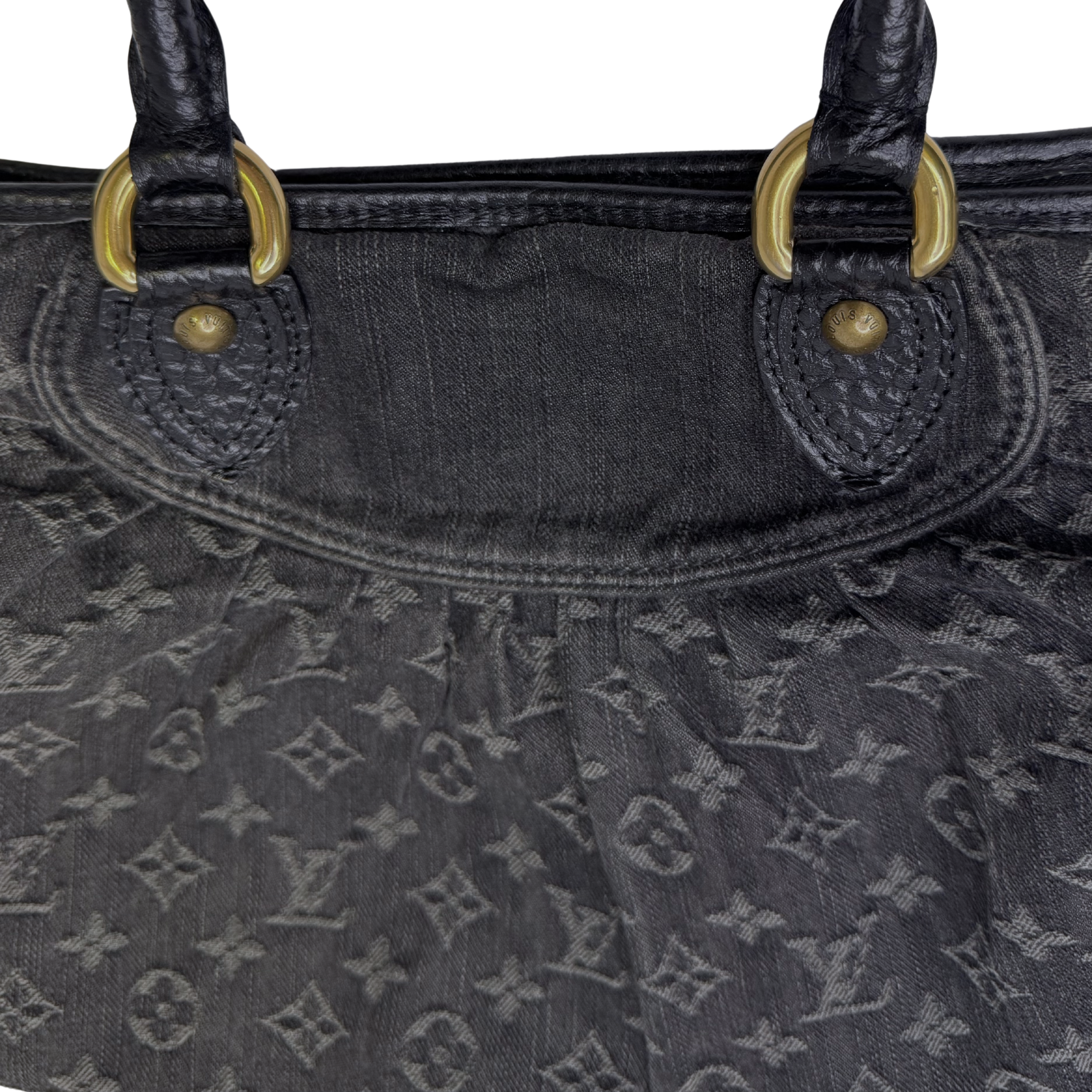 Louis Vuitton Neo Cabby MM Handbag Denim Black
