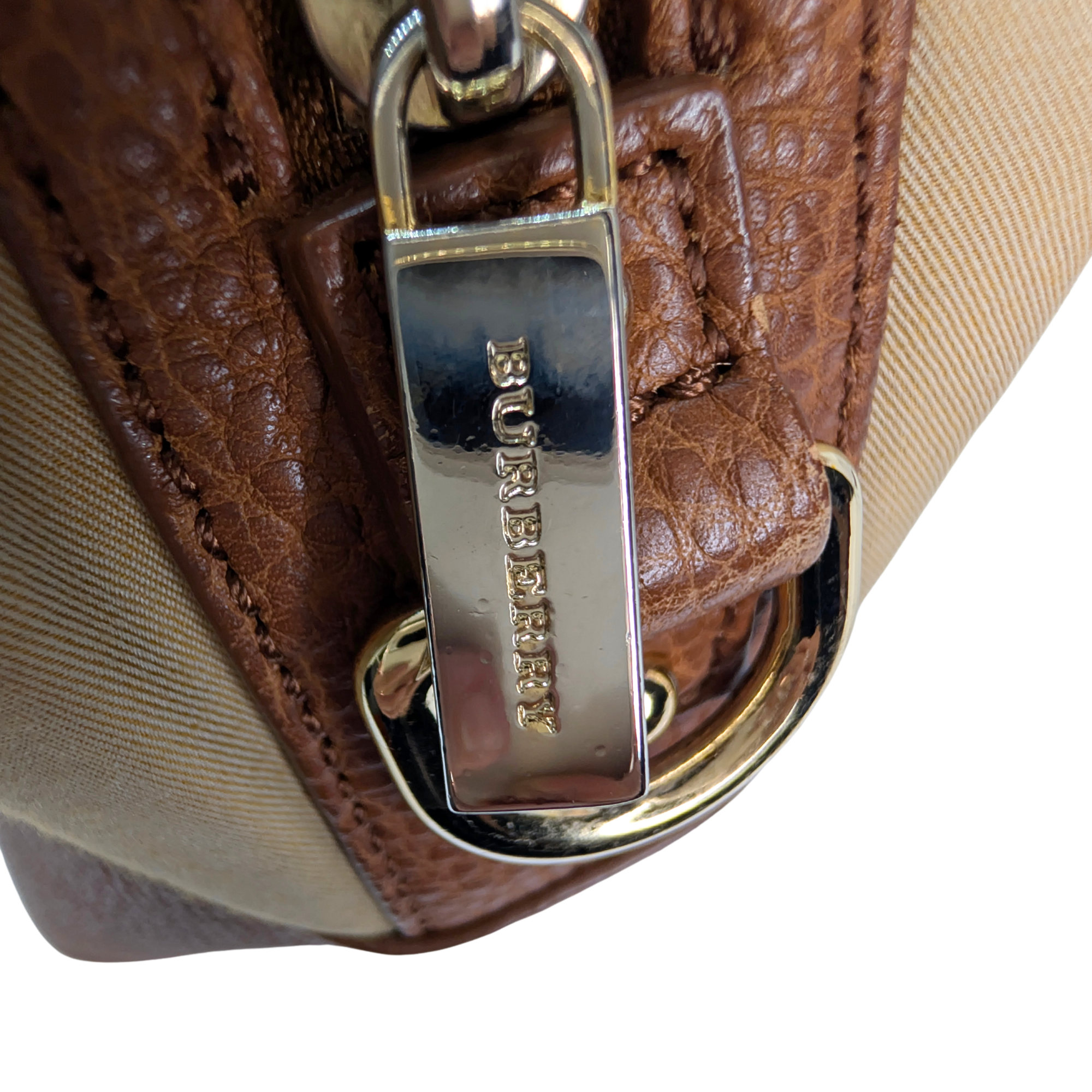 Burberry Embroidered Canvas X Leather Bowling Shoulder Bag