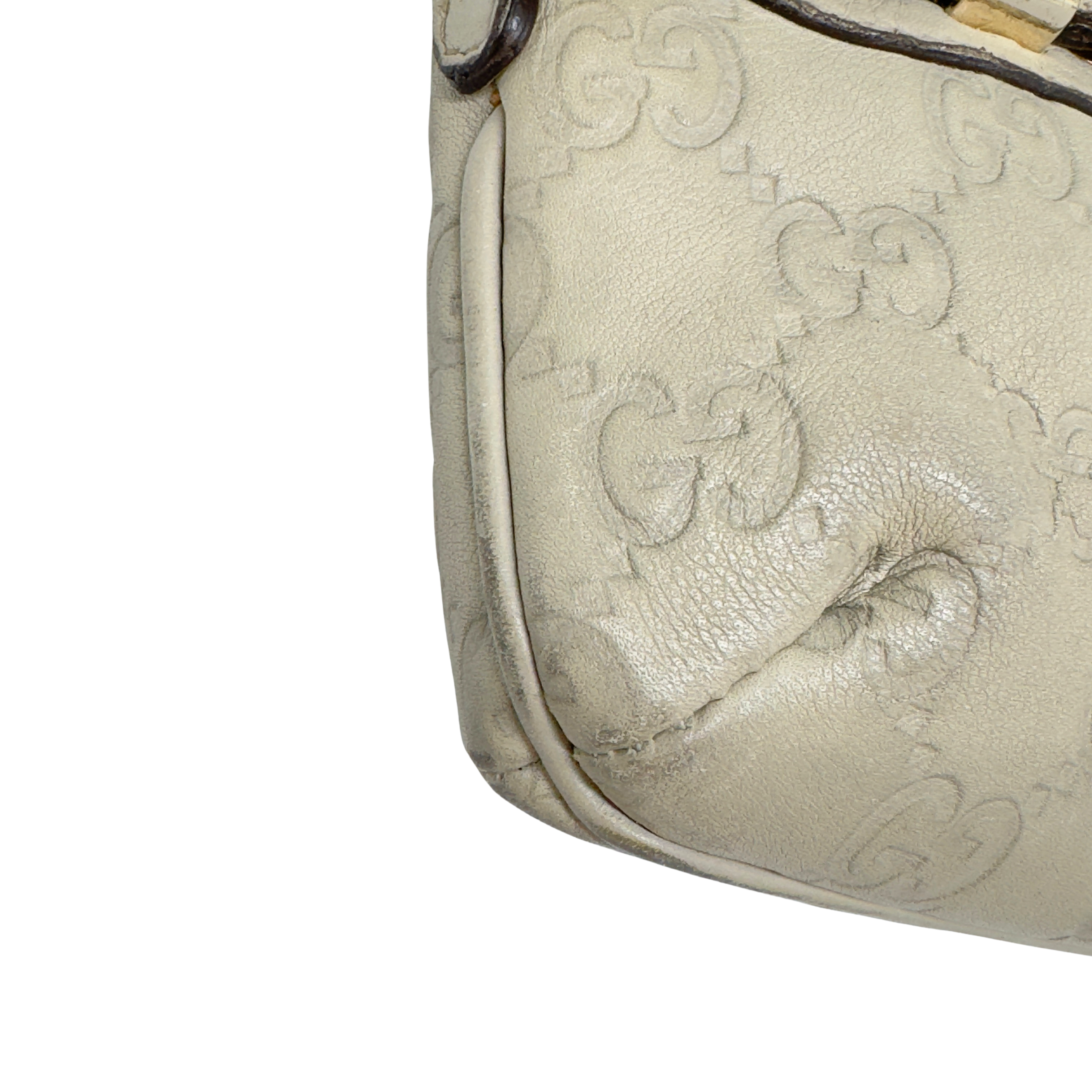 Gucci Monogram Small Pochette Clutch Bag Leather Beige