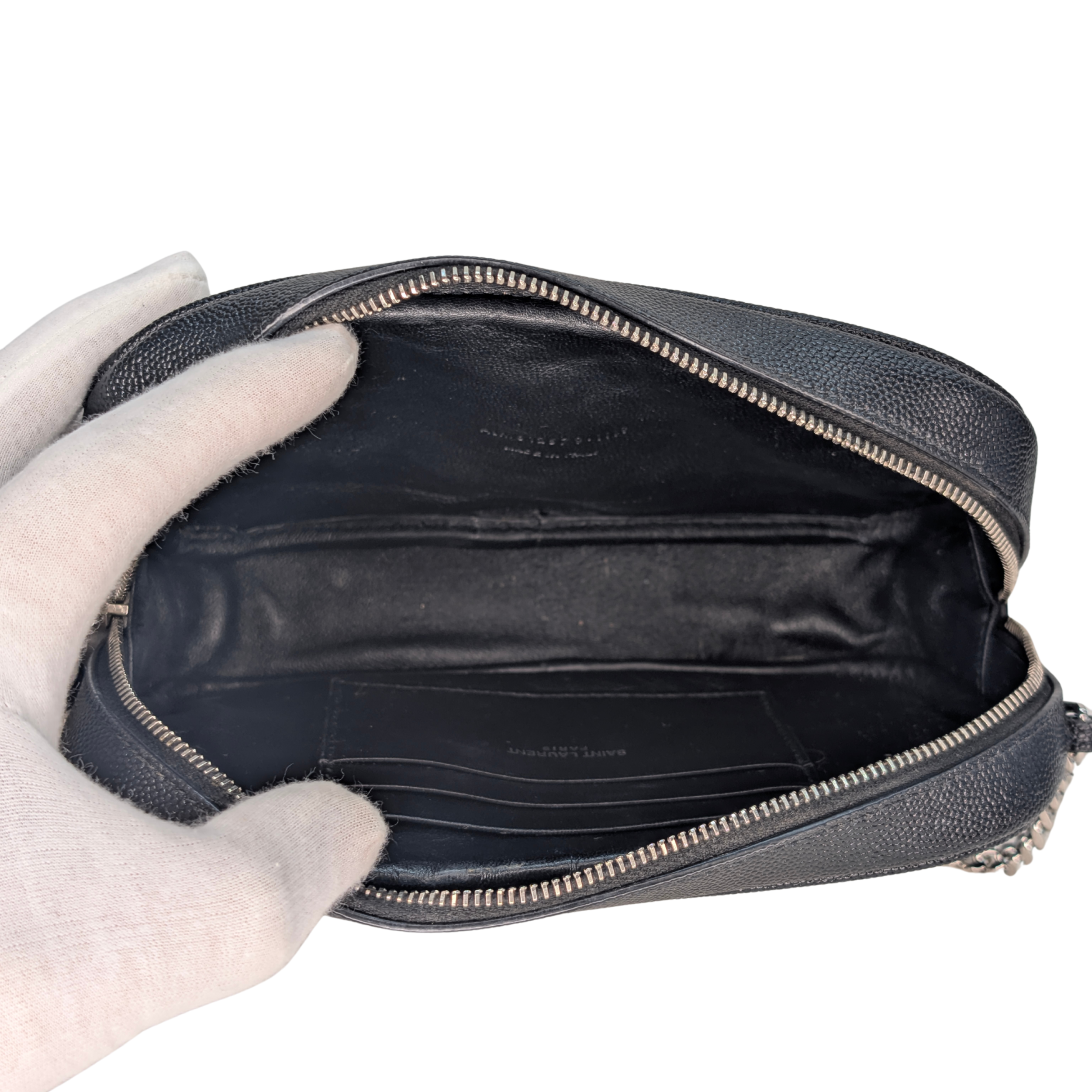 Saint Laurent Lou Mini Grain leather camera bag SHW