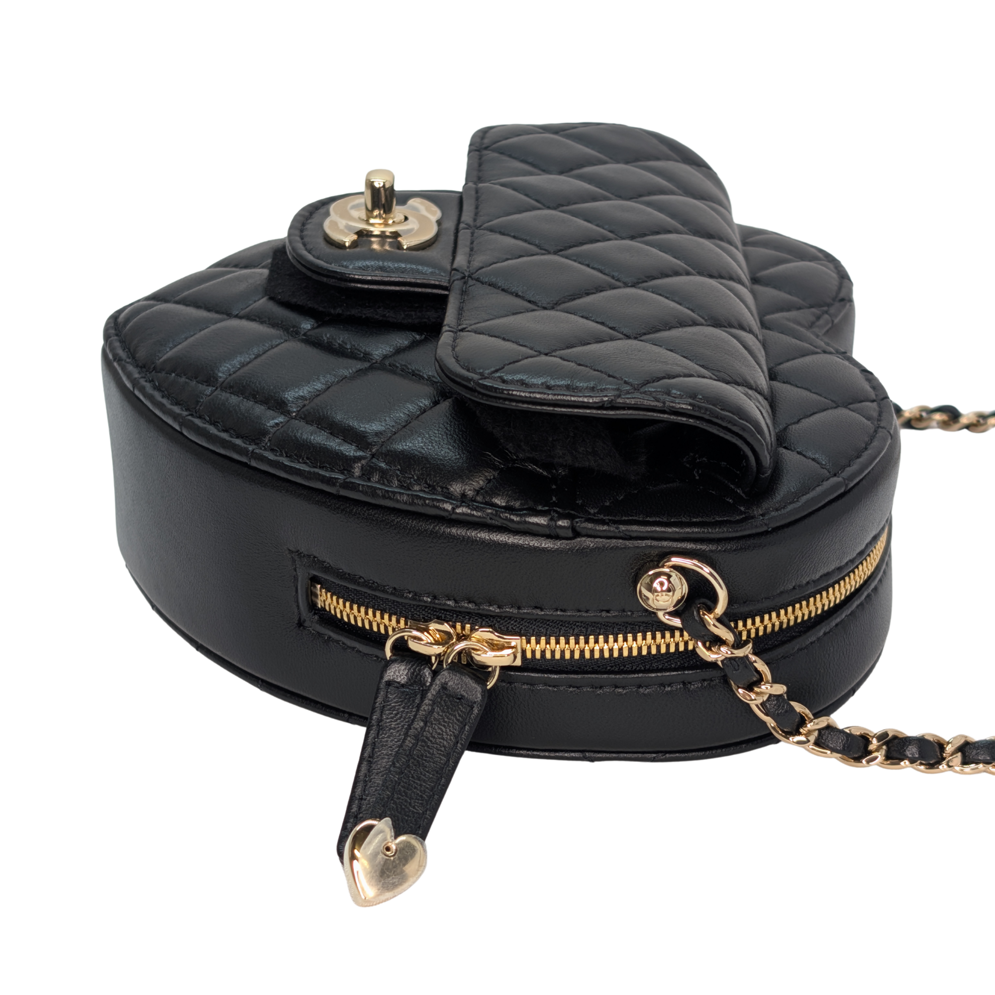 Chanel Quilted CC In Love Heart Bag Black