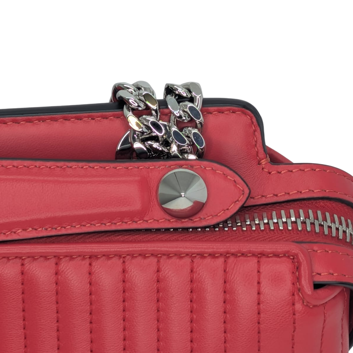 Fendi Dotcom Quilted Crossbody Bag Leather Red