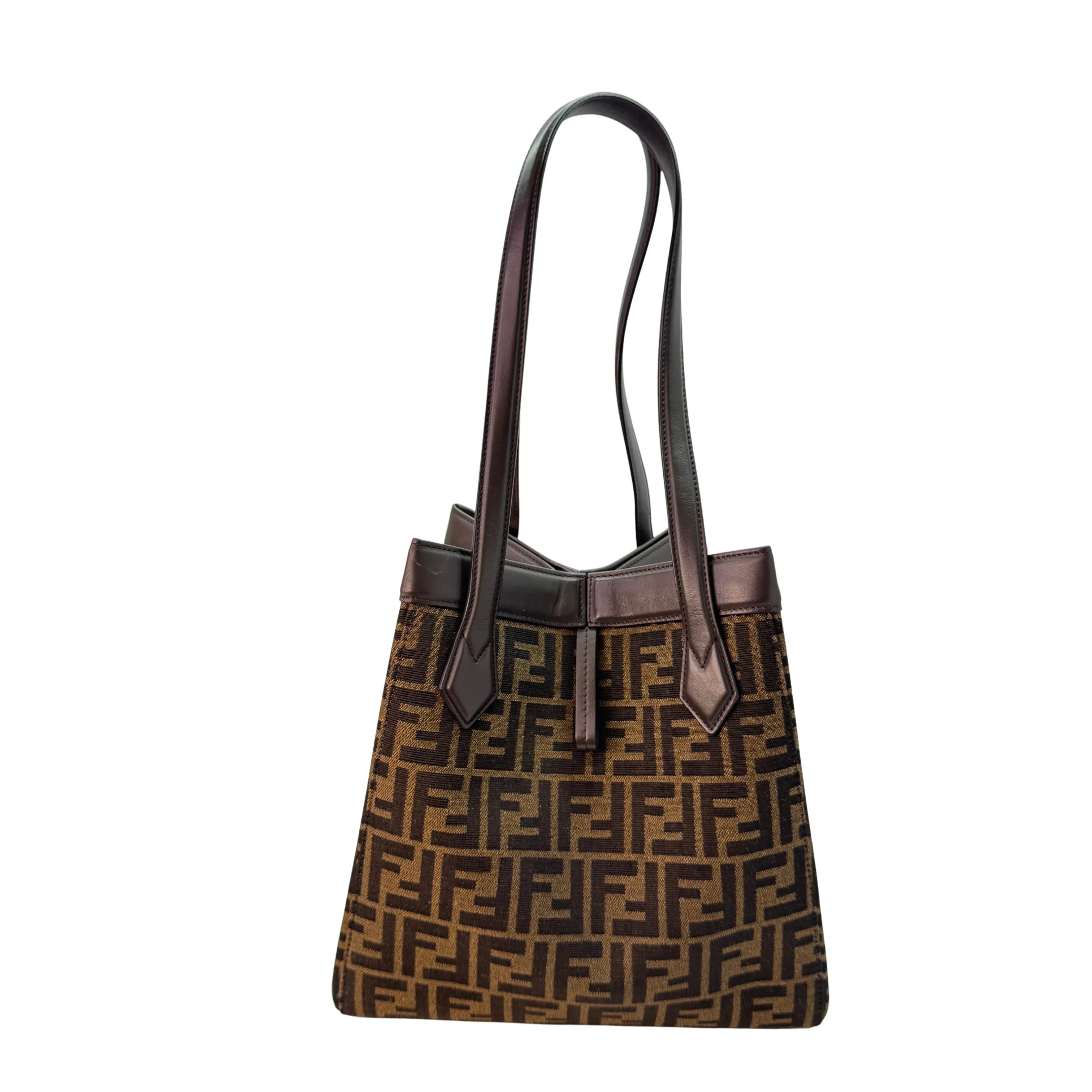 Fendi Origami Medium Fabric Tote Bag Brown - Lost Designer