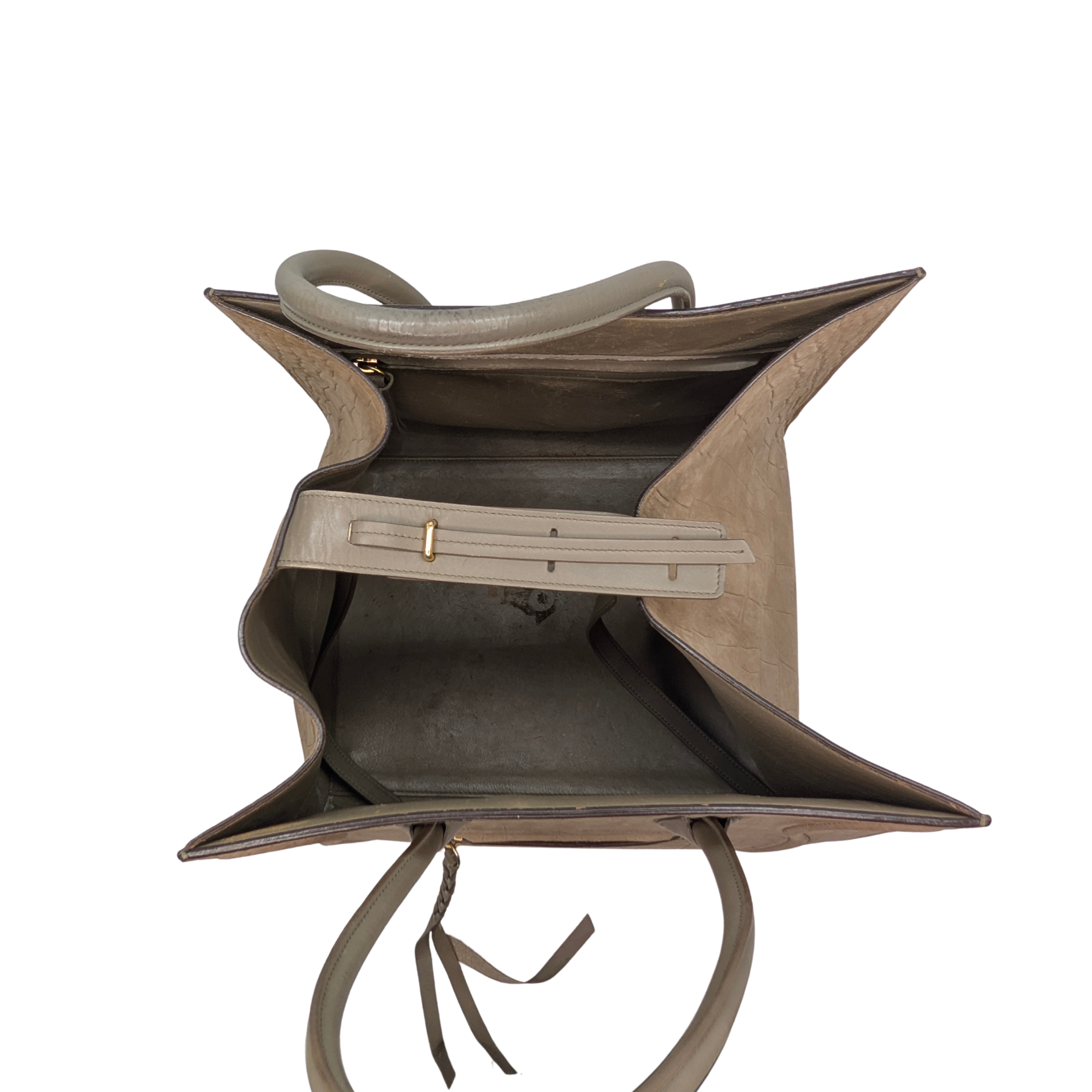 Celine Crocodile Embossed Medium Phantom Luggage Tote Bag Beige