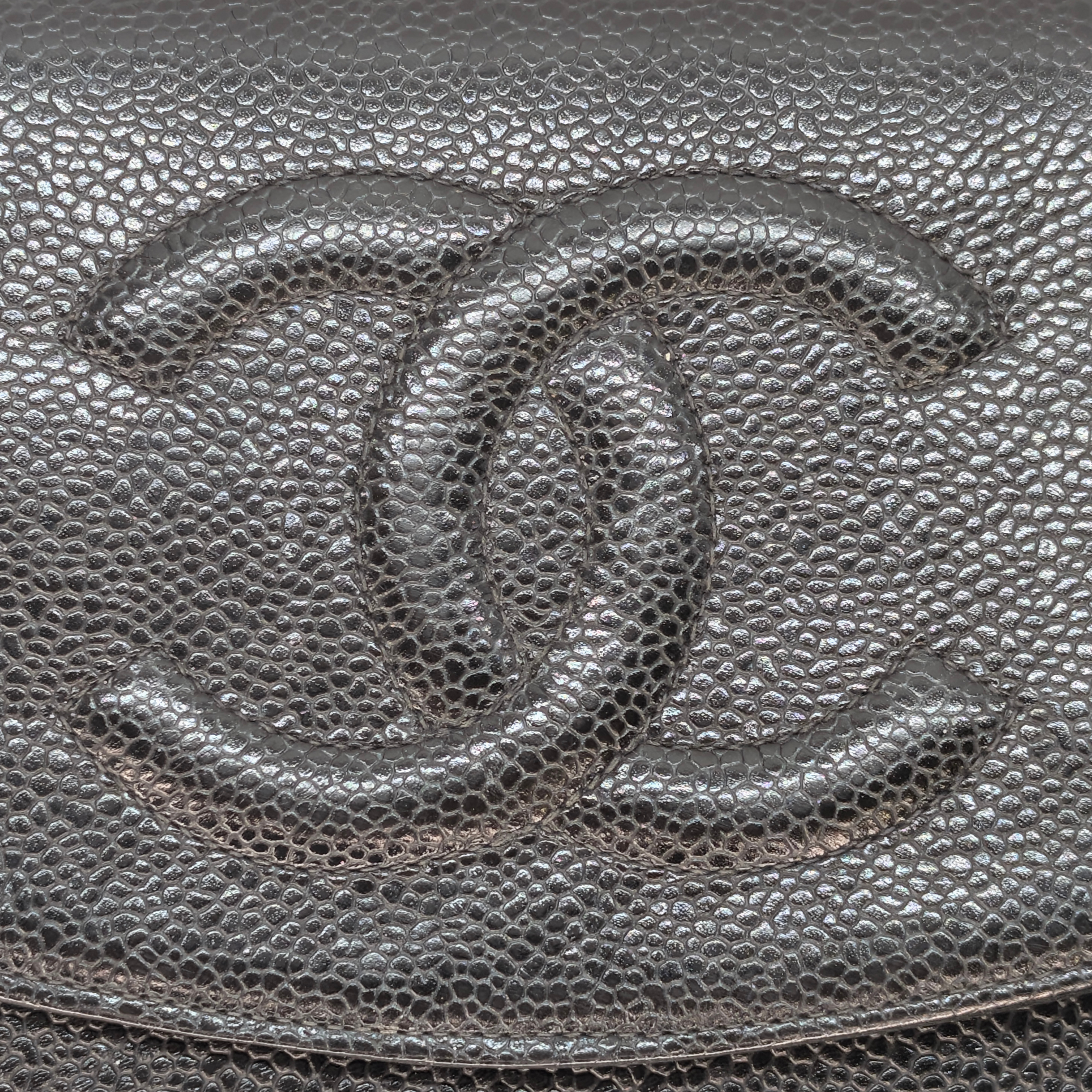 Chanel Caviar Timeless CC Wallet On Chain WOC Black