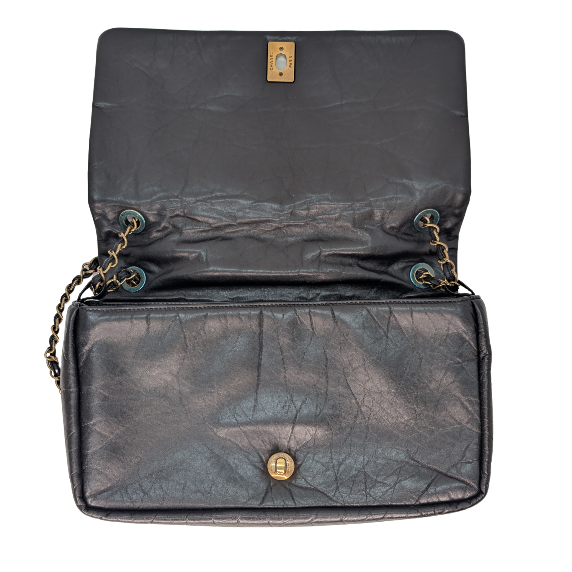 Chanel Pondicherry Flap Medium Handbag Leather Black