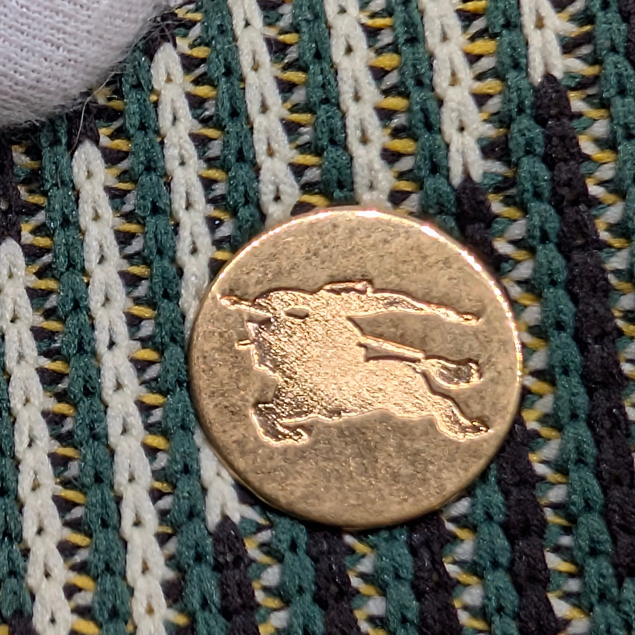 Burberry Medium Green Check Knitted Tote Bag