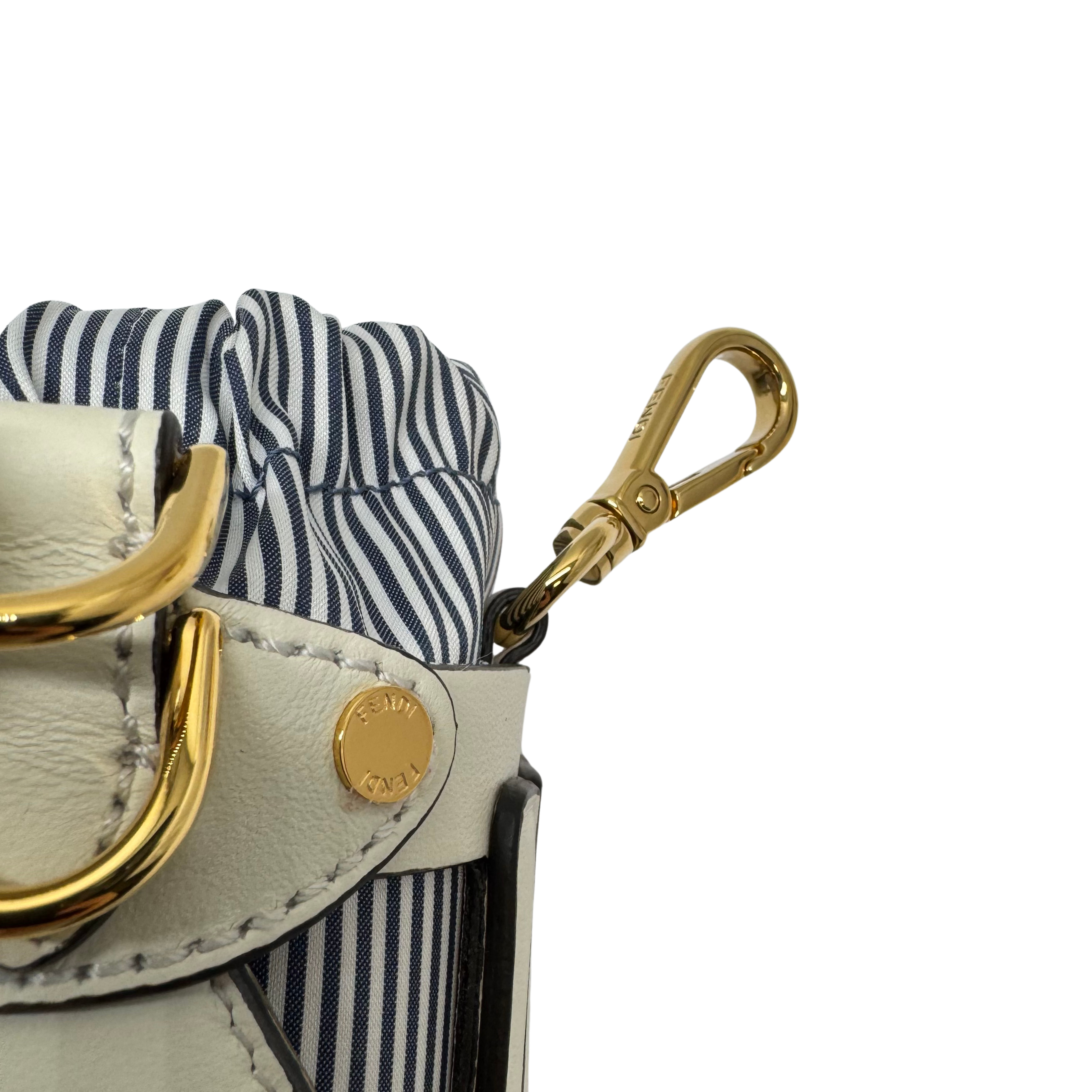 Fendi Nylon Vitello Step Out Bucket Shoulder Bag Beige Mini