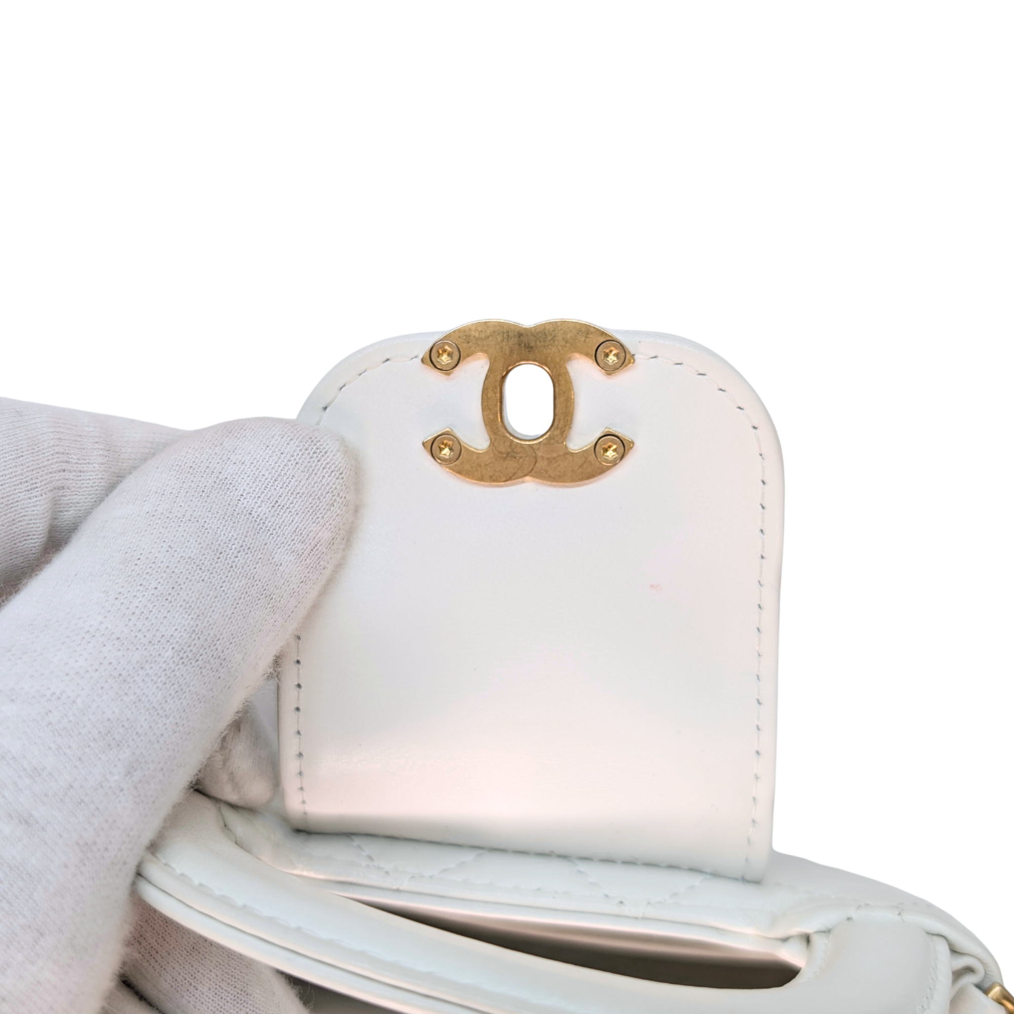 Chanel Nano Kelly Shopper Tote Bag White