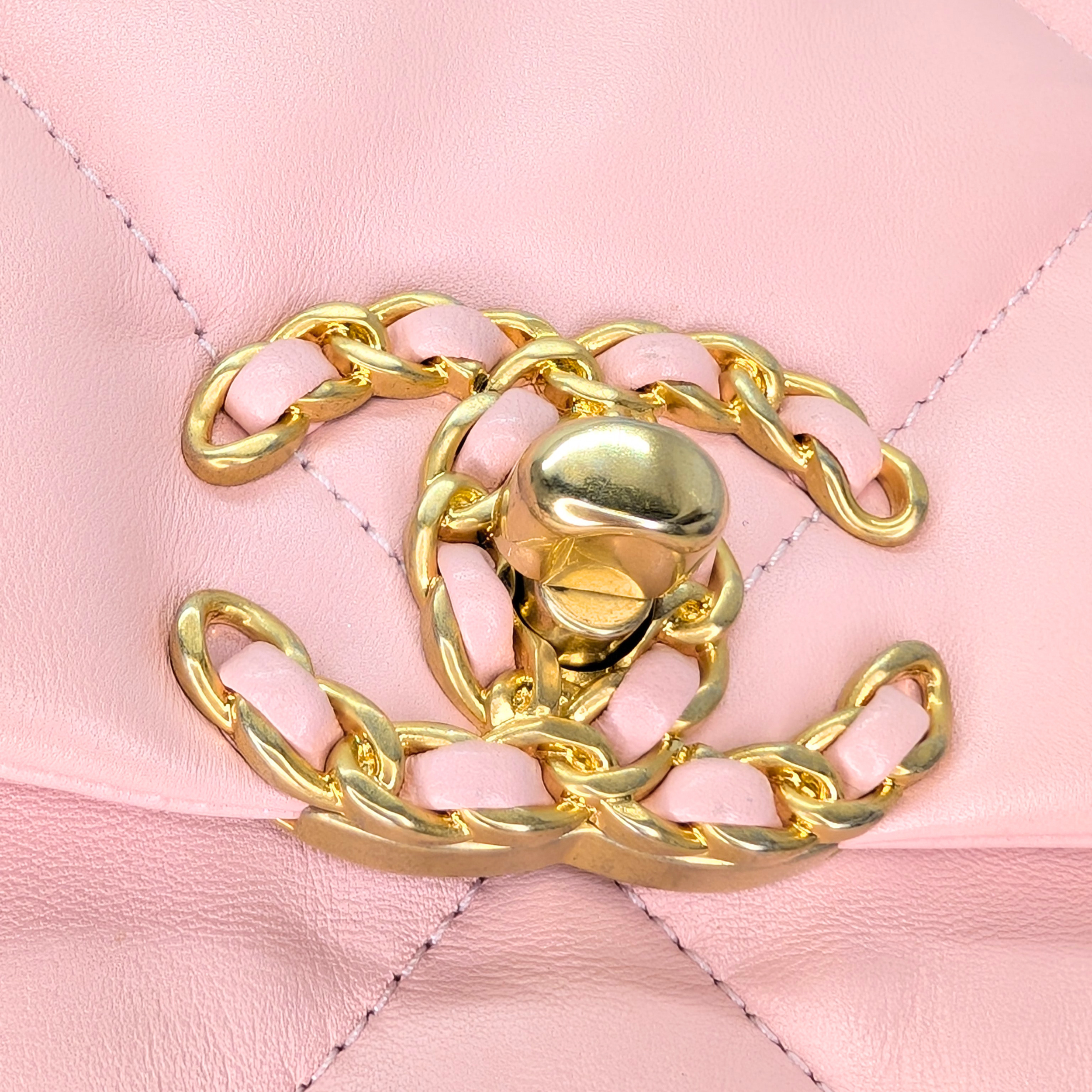 Chanel 19 Small Light Pink Lambskin Bag Microchip