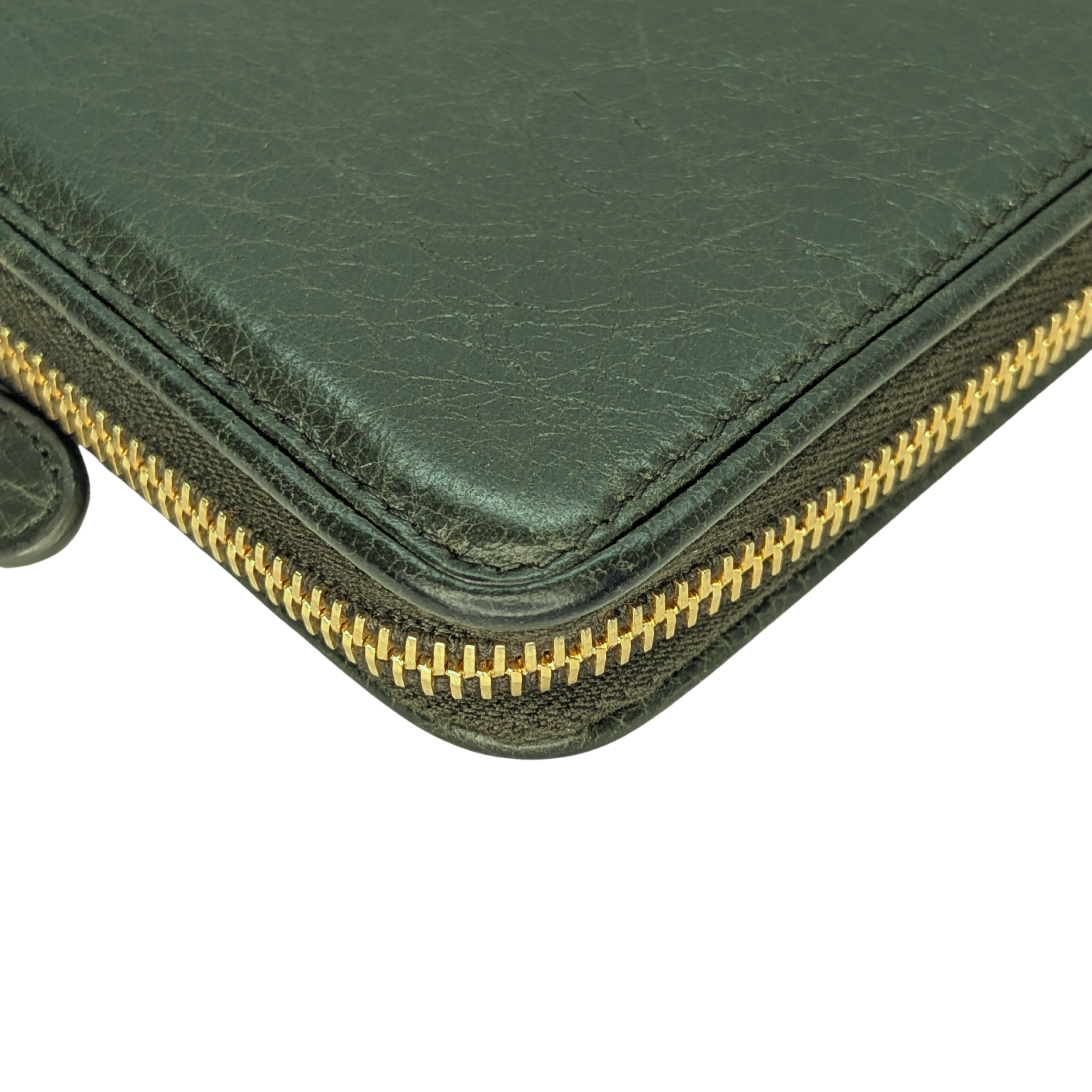 Balenciaga Zip Around Long Wallet Olive Green