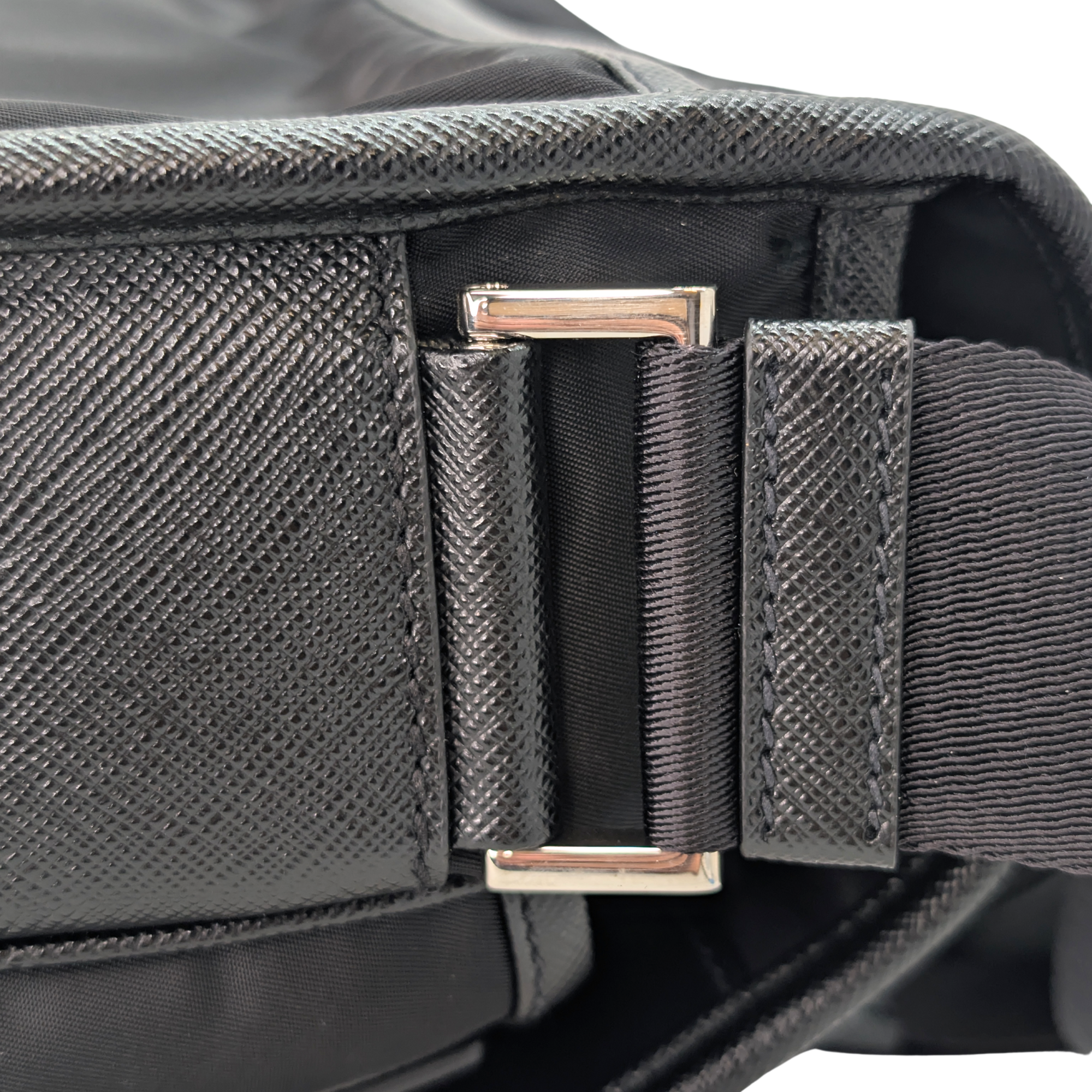 Prada Re-Nylon and Saffiano Leather Shoulder Bag Black