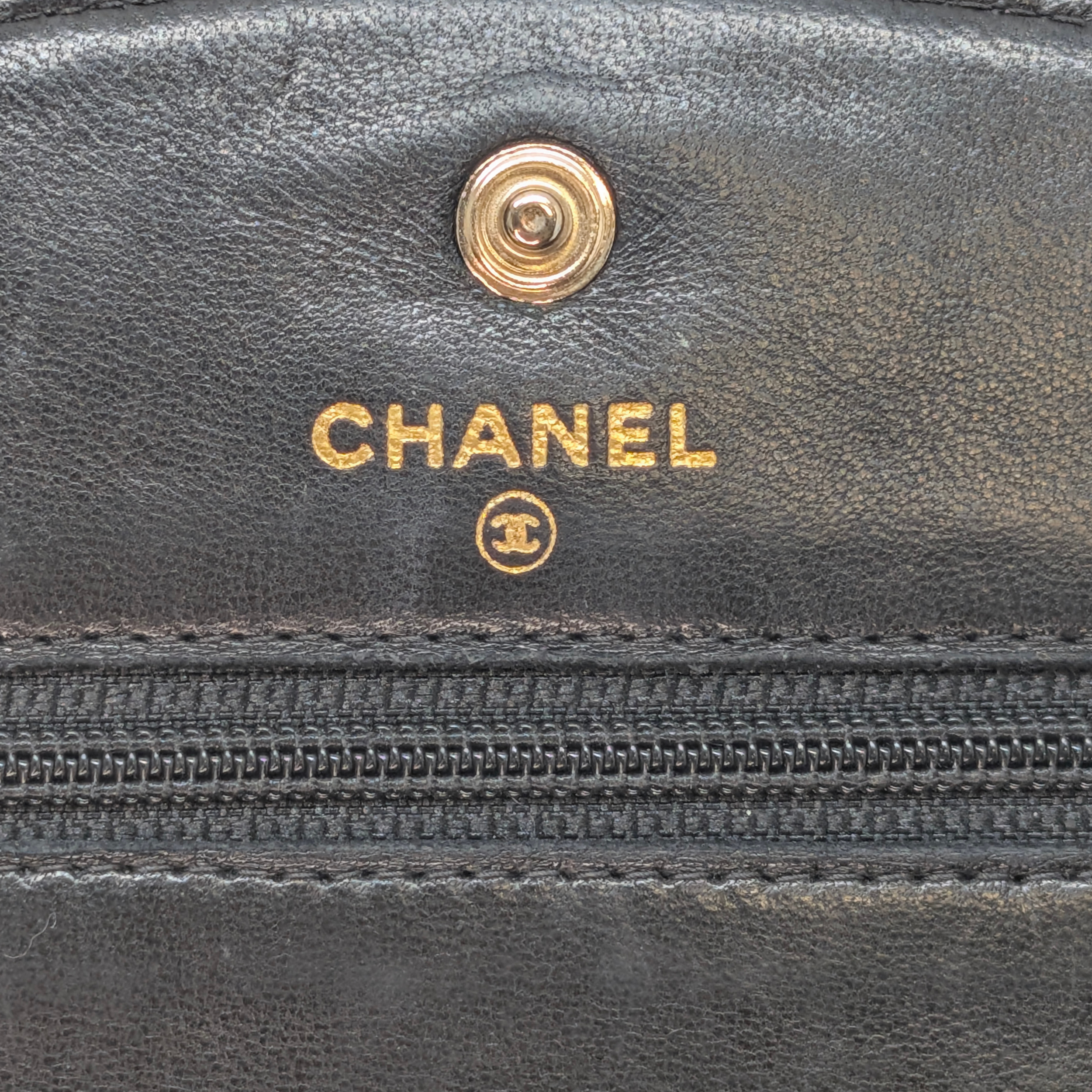 Chanel Caviar Timeless CC Wallet On Chain WOC Black