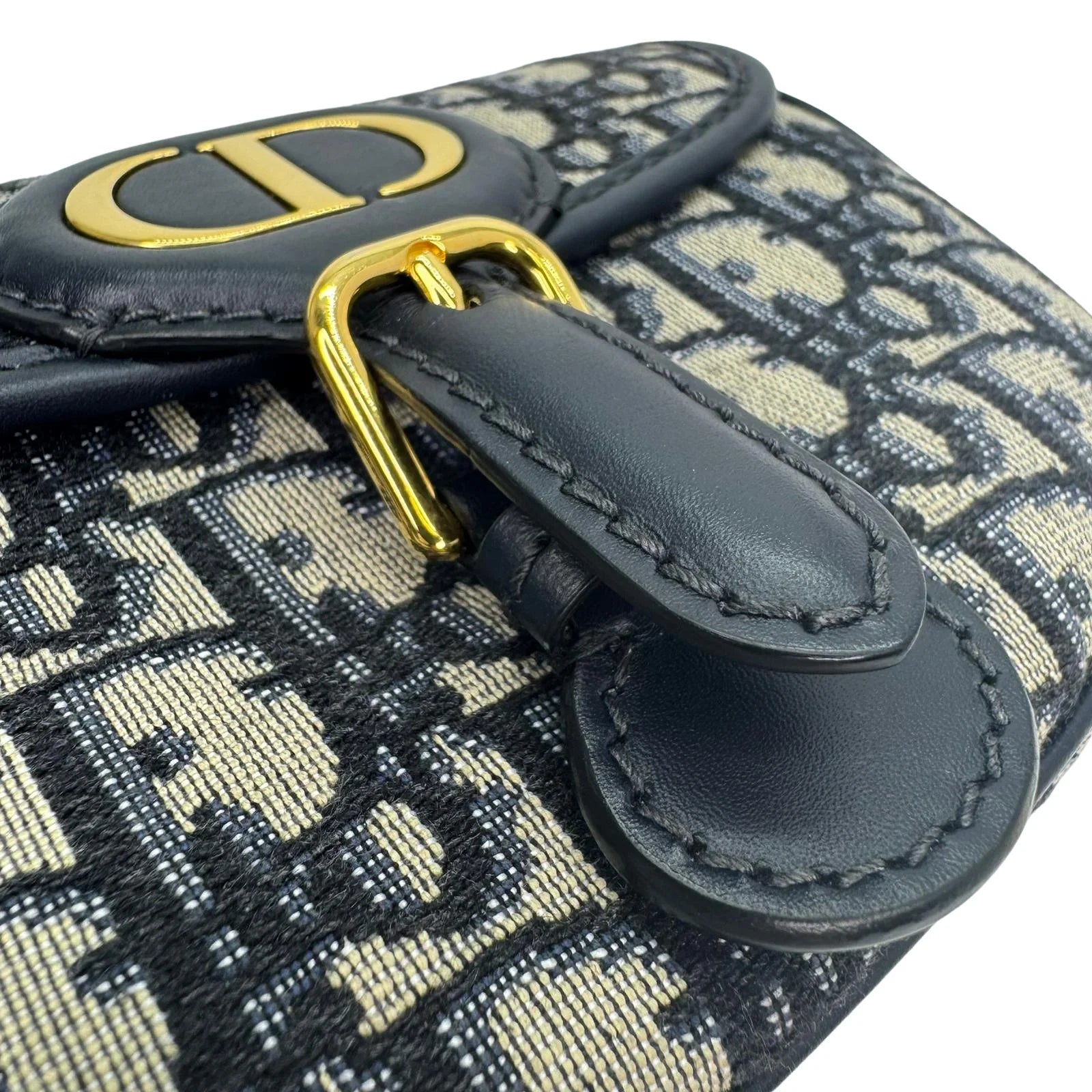 Christian Dior Oblique Small Bobby Flap Shoulder Bag Beige/Black - Lost Designer