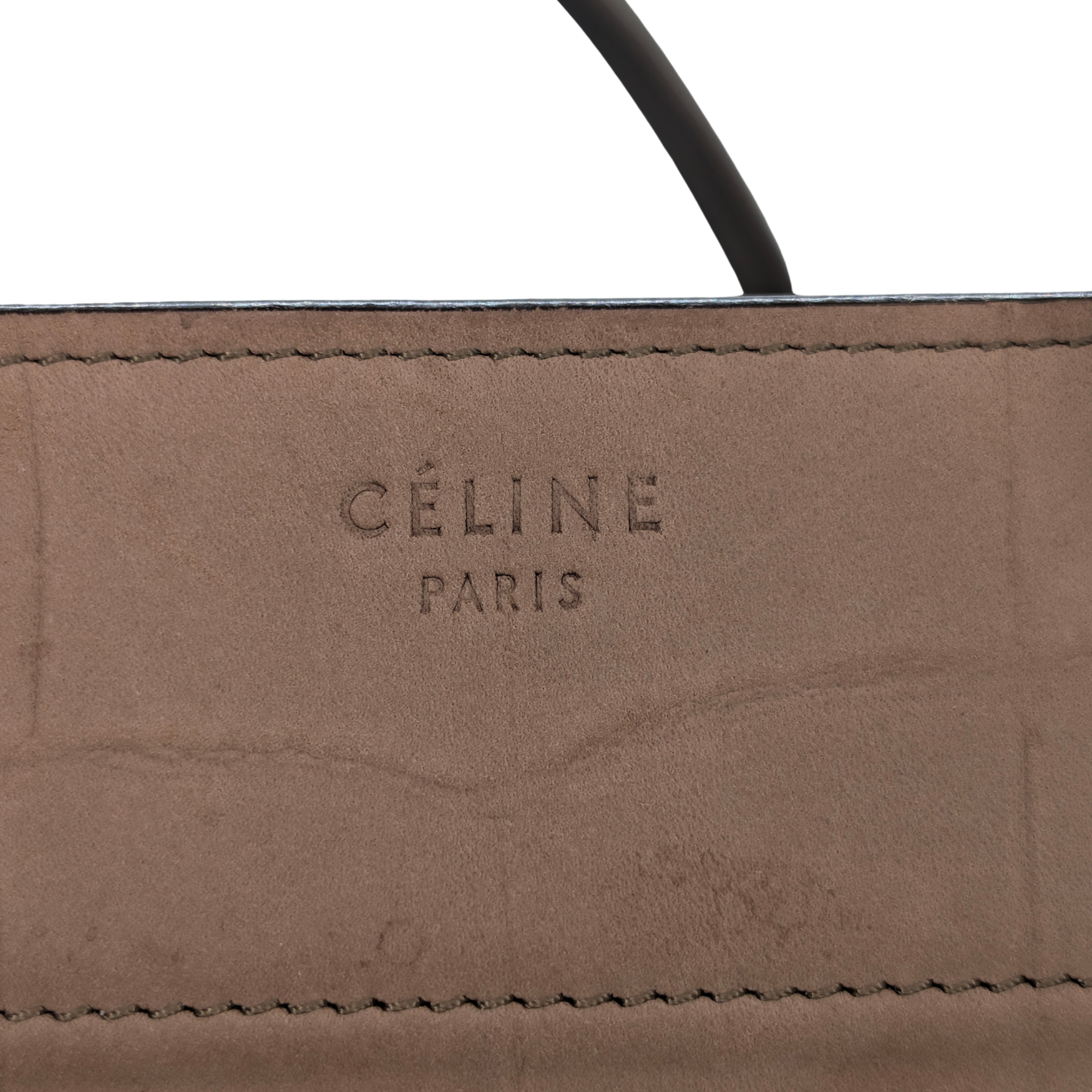 Celine Crocodile Embossed Medium Phantom Luggage Tote Bag Beige