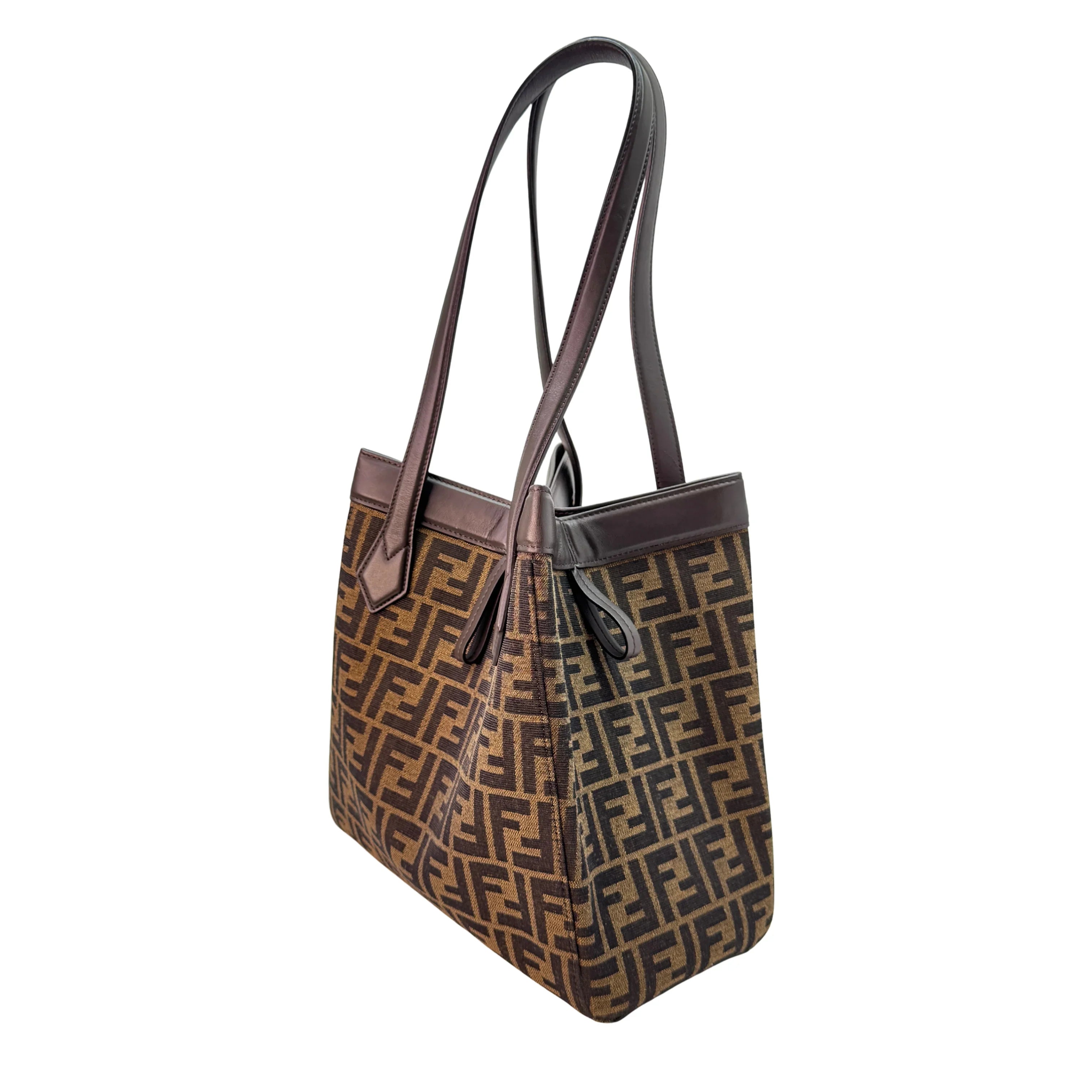 Fendi Origami Medium Fabric Tote Bag Brown - Lost Designer