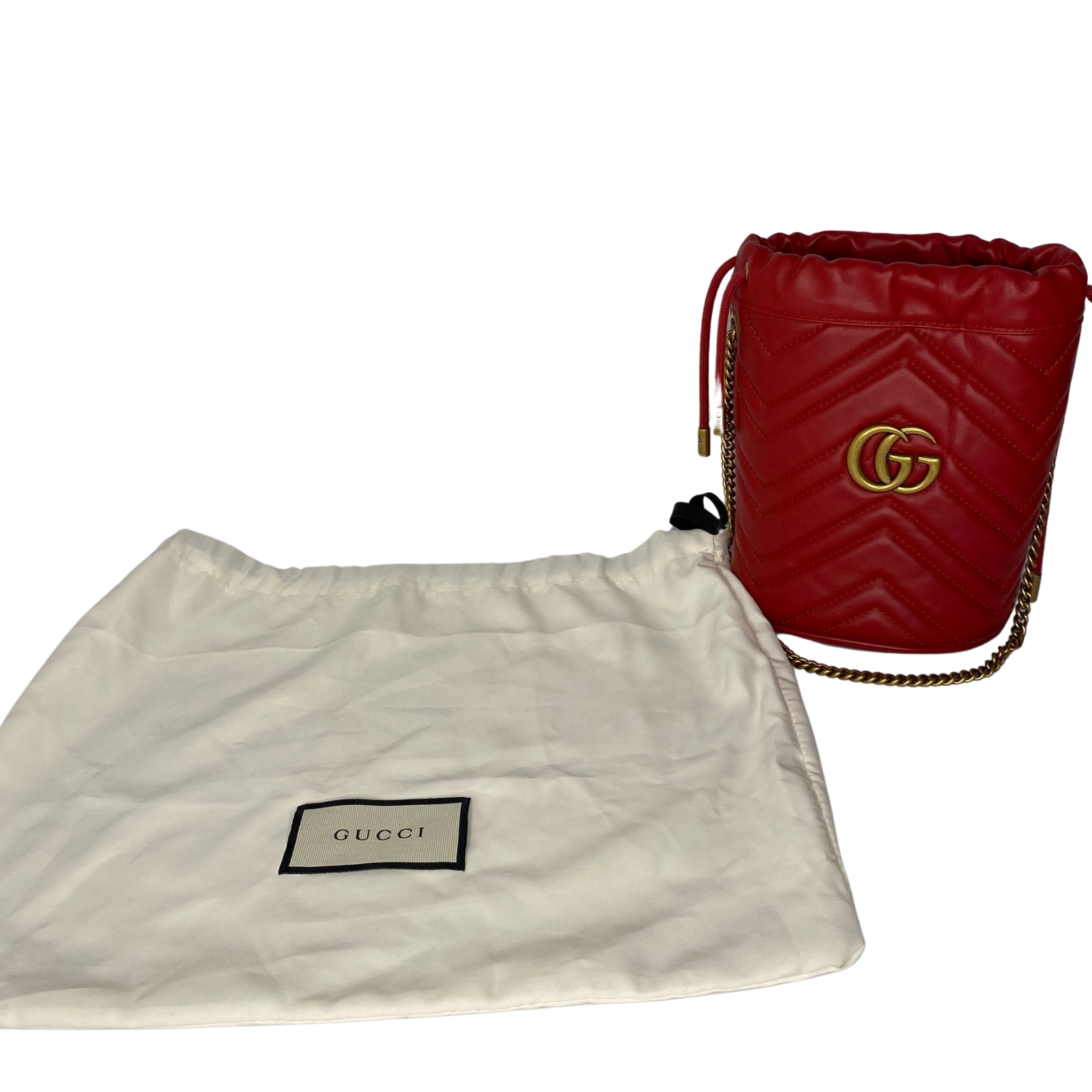 Gucci Calfskin Matelassé Mini GG Marmont Bucket Bag – Hibiscus Red