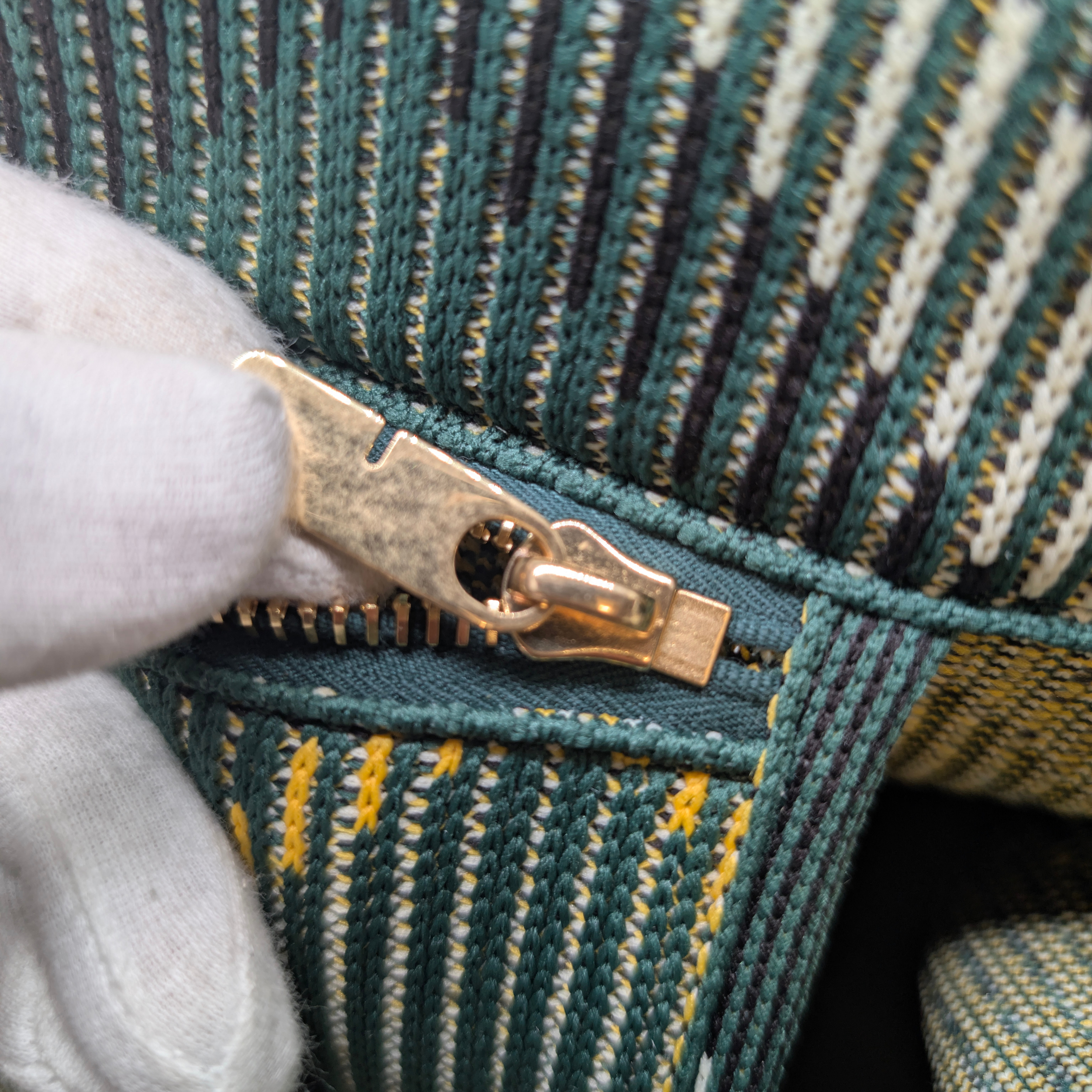 Burberry Medium Green Check Knitted Tote Bag