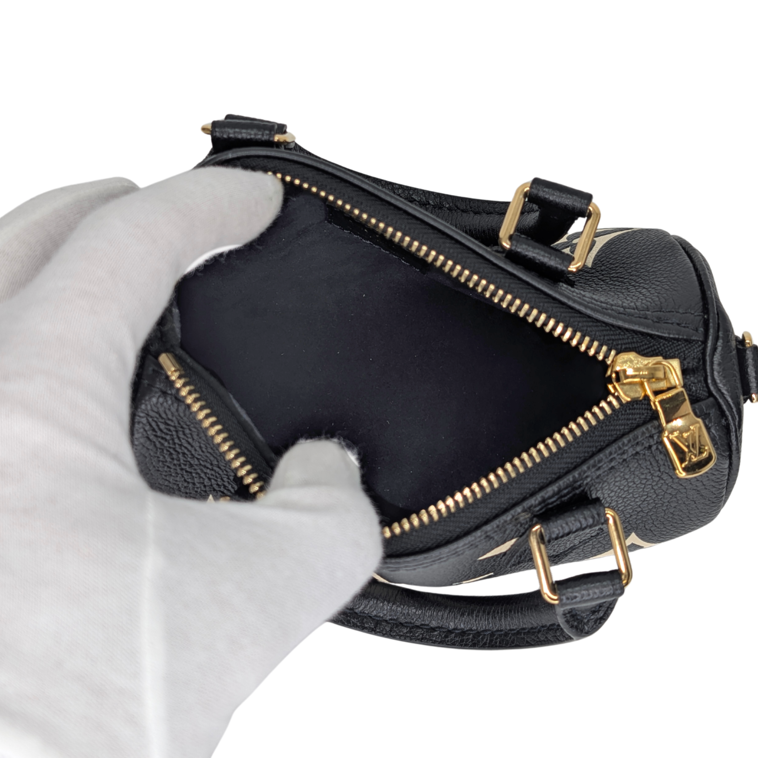 Louis Vuitton Nano Speedy Bicolor Monogram Giant Empreinte Leather Black