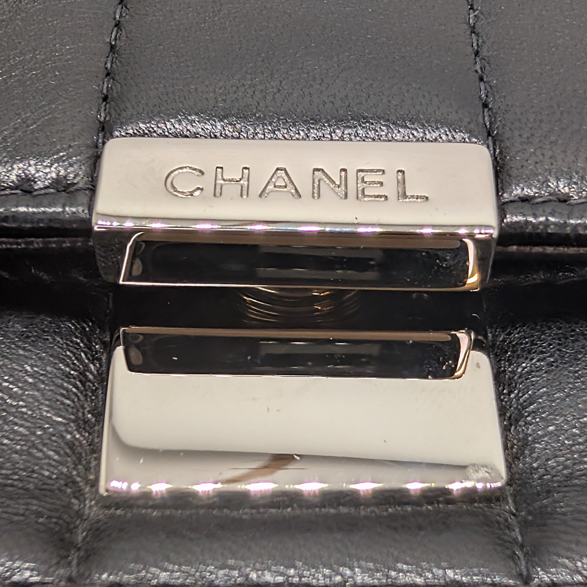 Chanel Chocolate Bar WOC Black/Silver Shoulder Bag