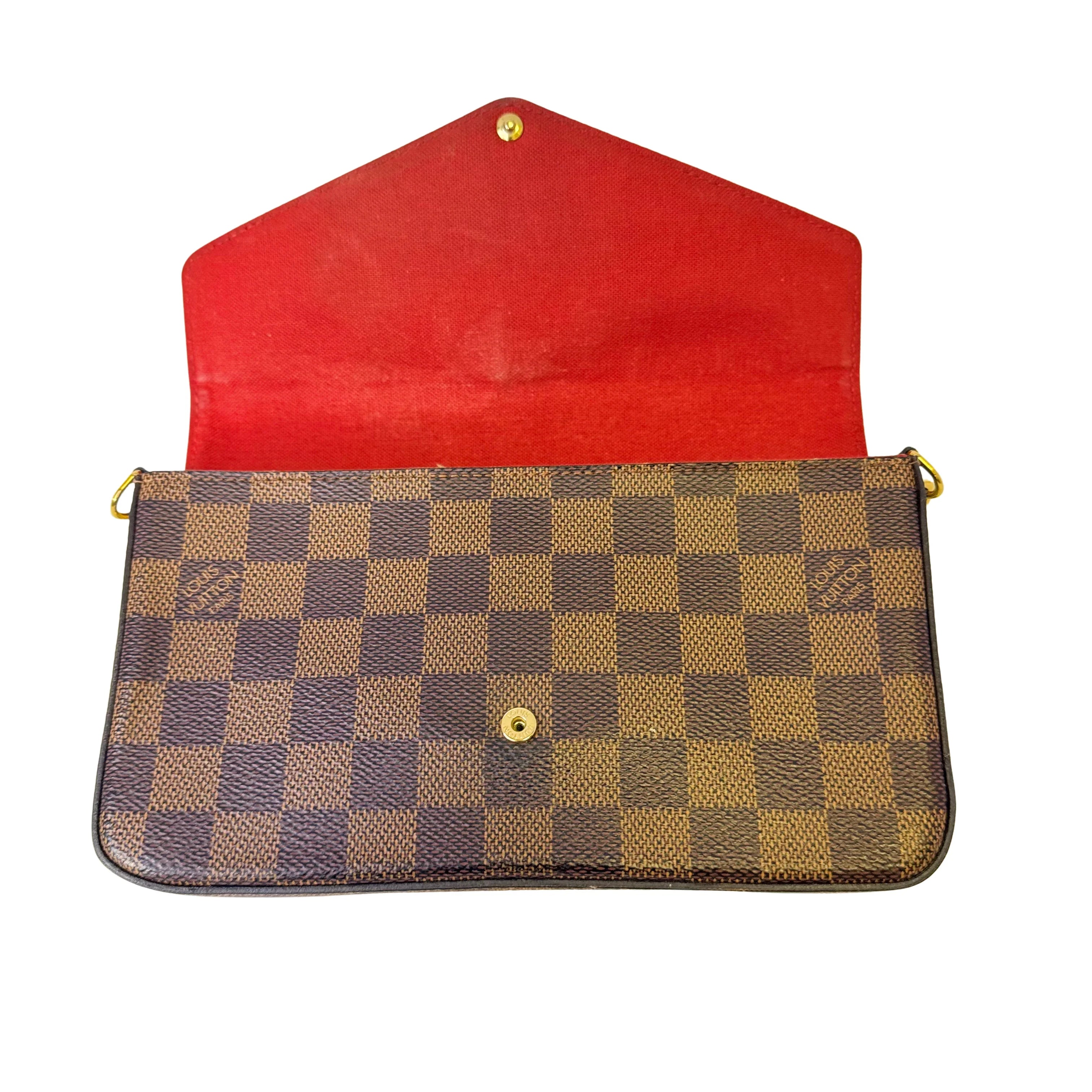 Louis Vuitton Damier Ebene Felicie Pochette Chain Wallet Bag - Lost Designer