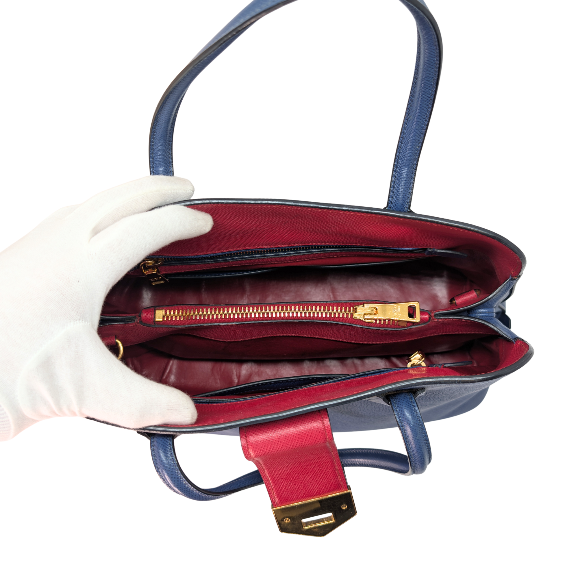 Prada Saffiano Cuir Tote Bag Navy Blue