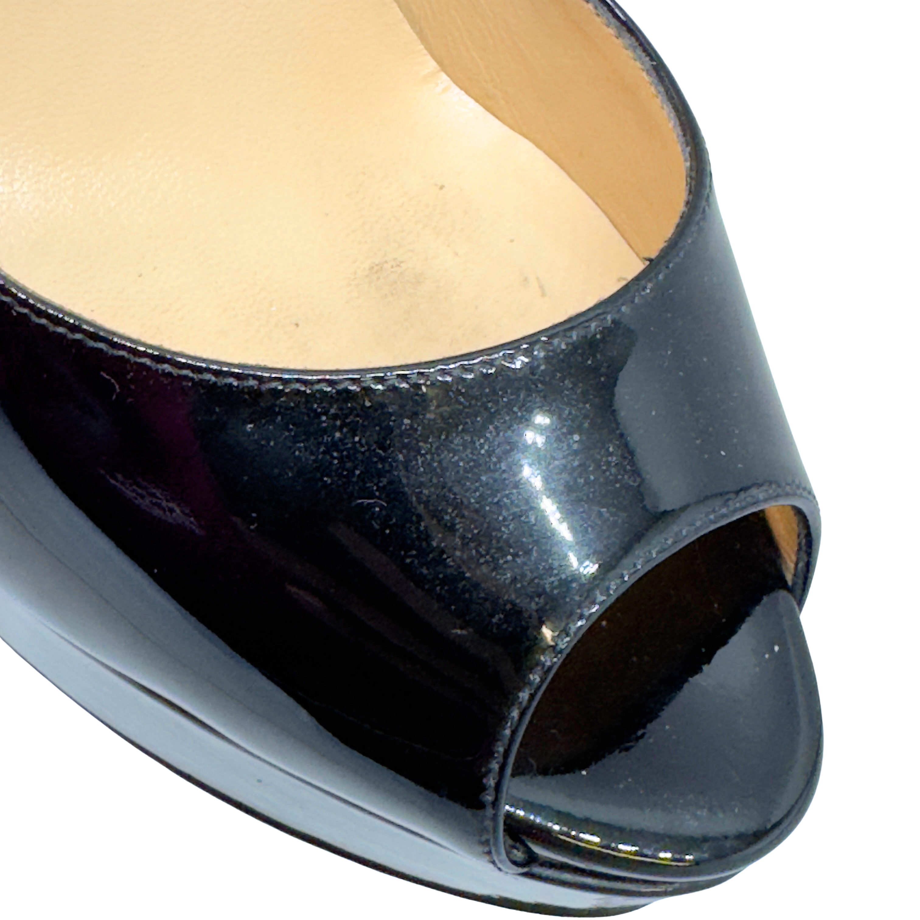 Christian Louboutin Lady Peep Red Bottom Pumps Black 38