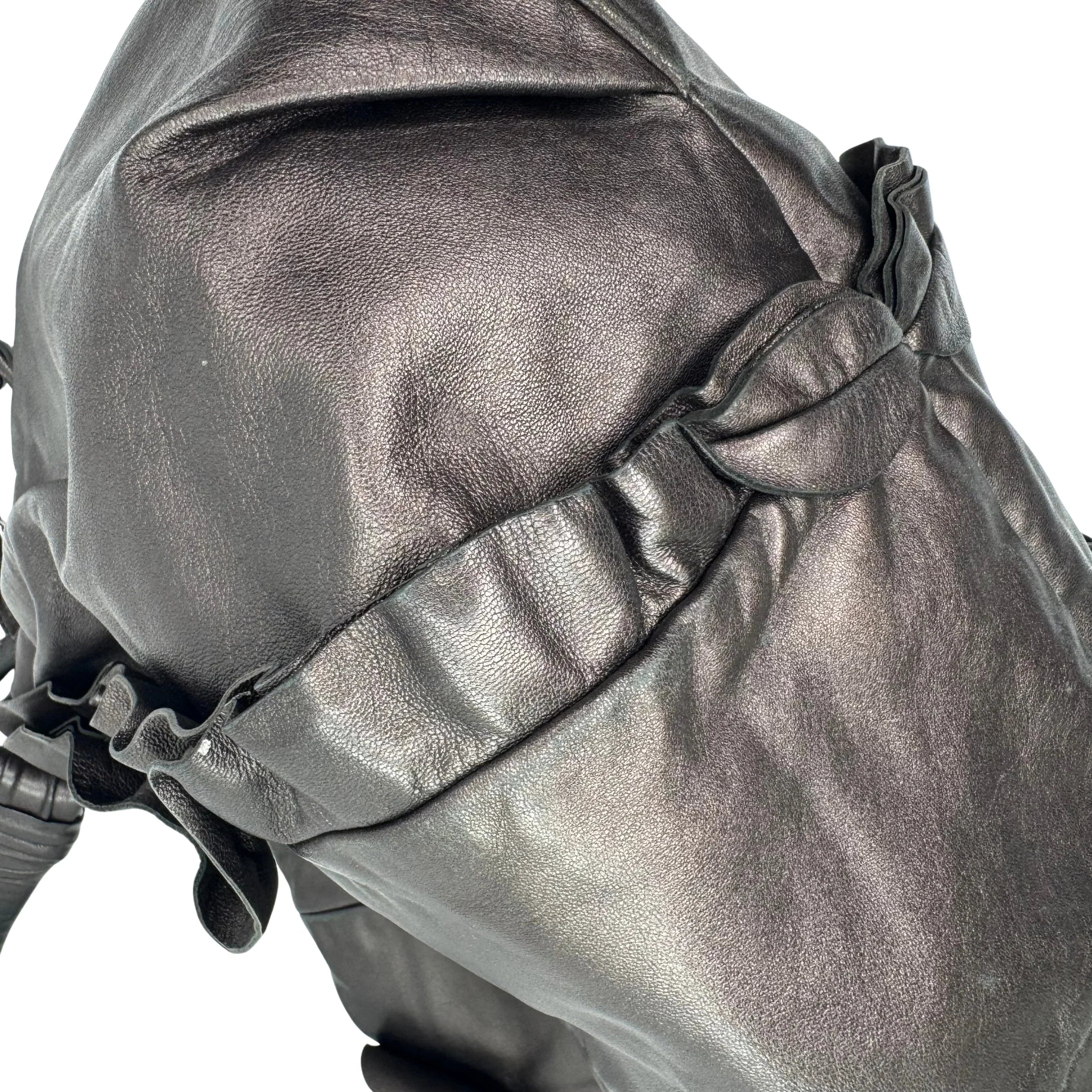 Prada Nappa Ruffle Hobo Grafite Mordore Shoulder Bag - Lost Designer