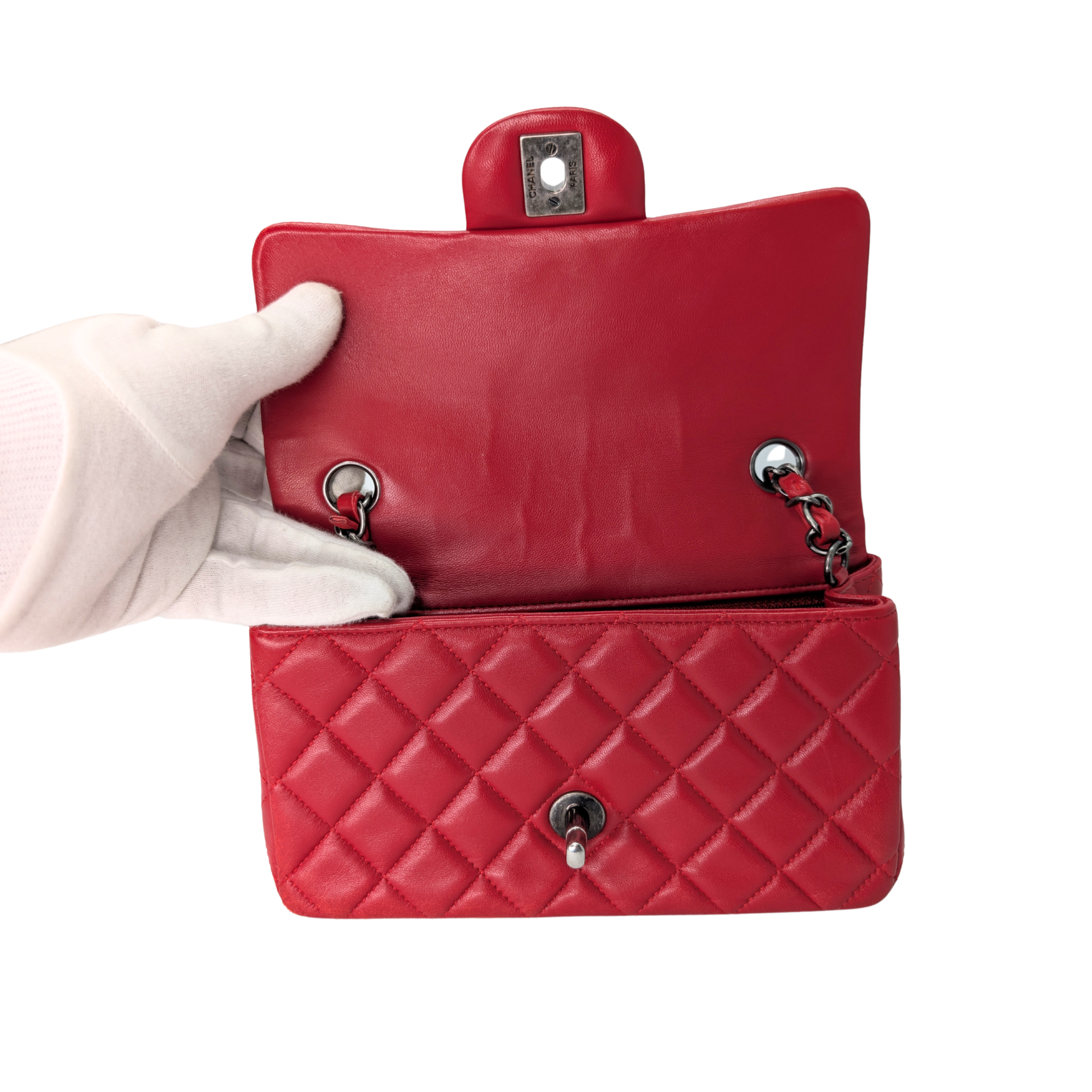 Chanel Mini Rectangular Classic Flap Bag Red